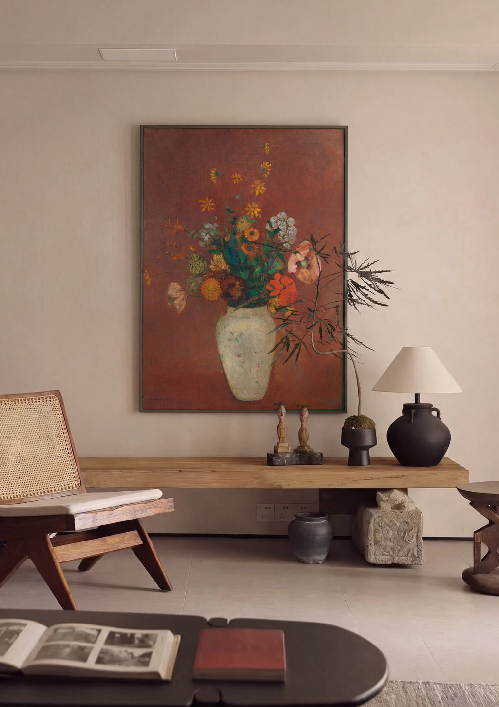 Quadro Decorativo Vaso de Flores - Odilon Redon em ambiente decorado
