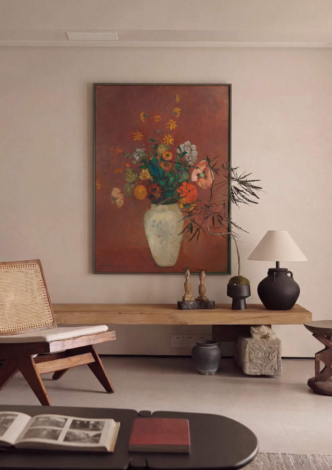 Quadro Decorativo Vaso de Flores - Odilon Redon em ambiente decorado