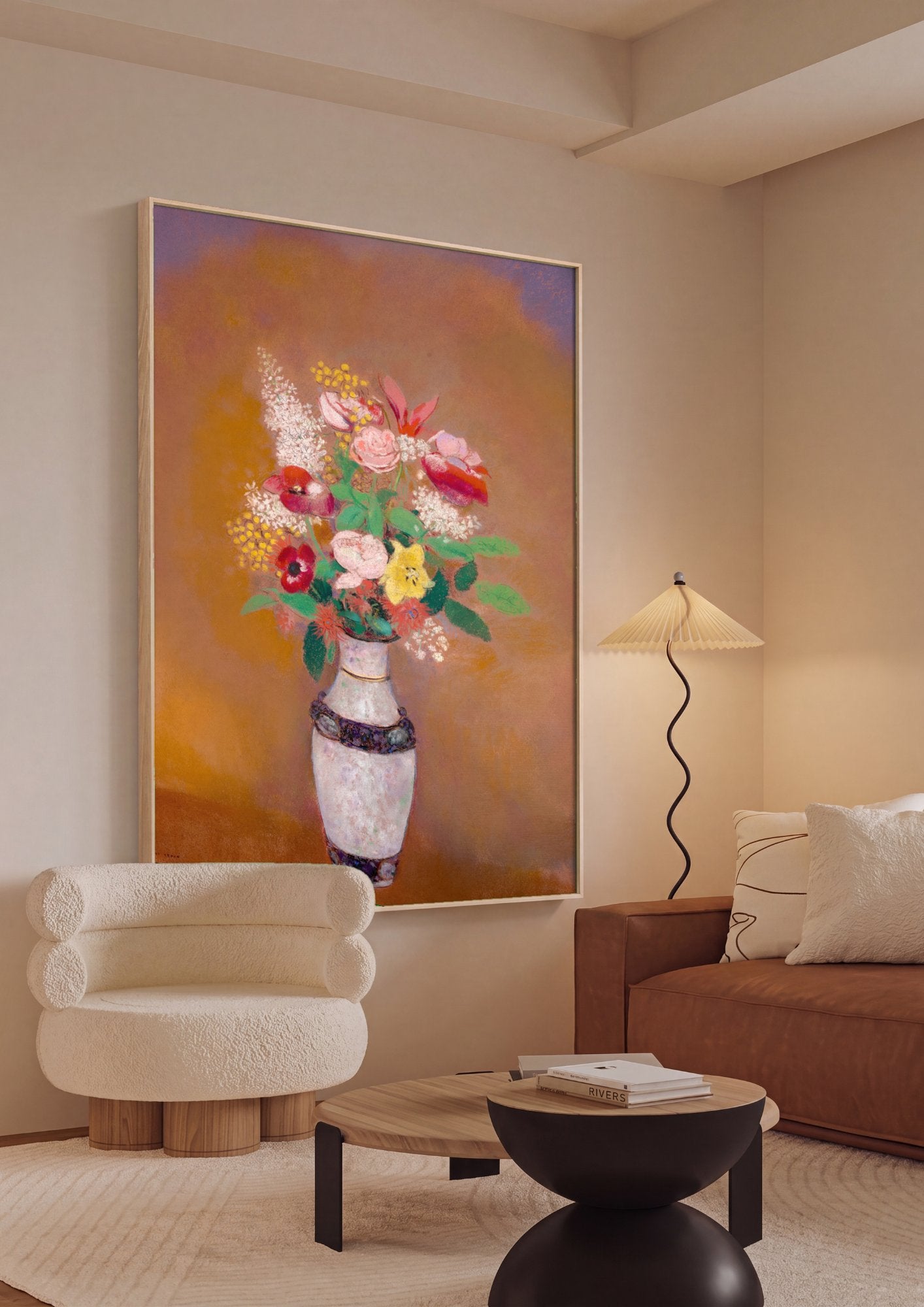 Quadro Decorativo Vaso de Flores - Odilon Redon em ambiente decorado