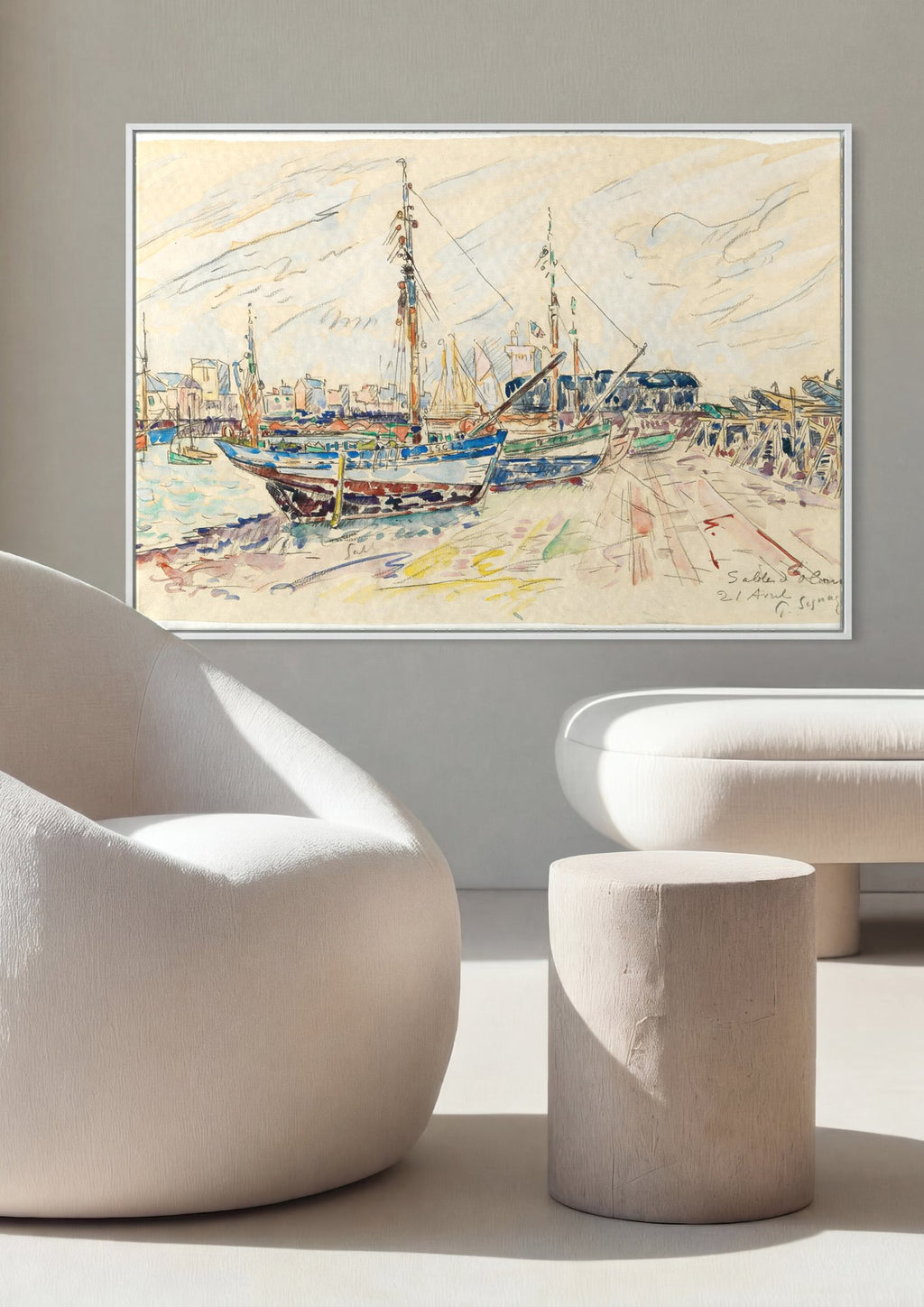 Quadro Decorativo Porto de Sables d'Olonne - Paul Signac em ambiente decorado