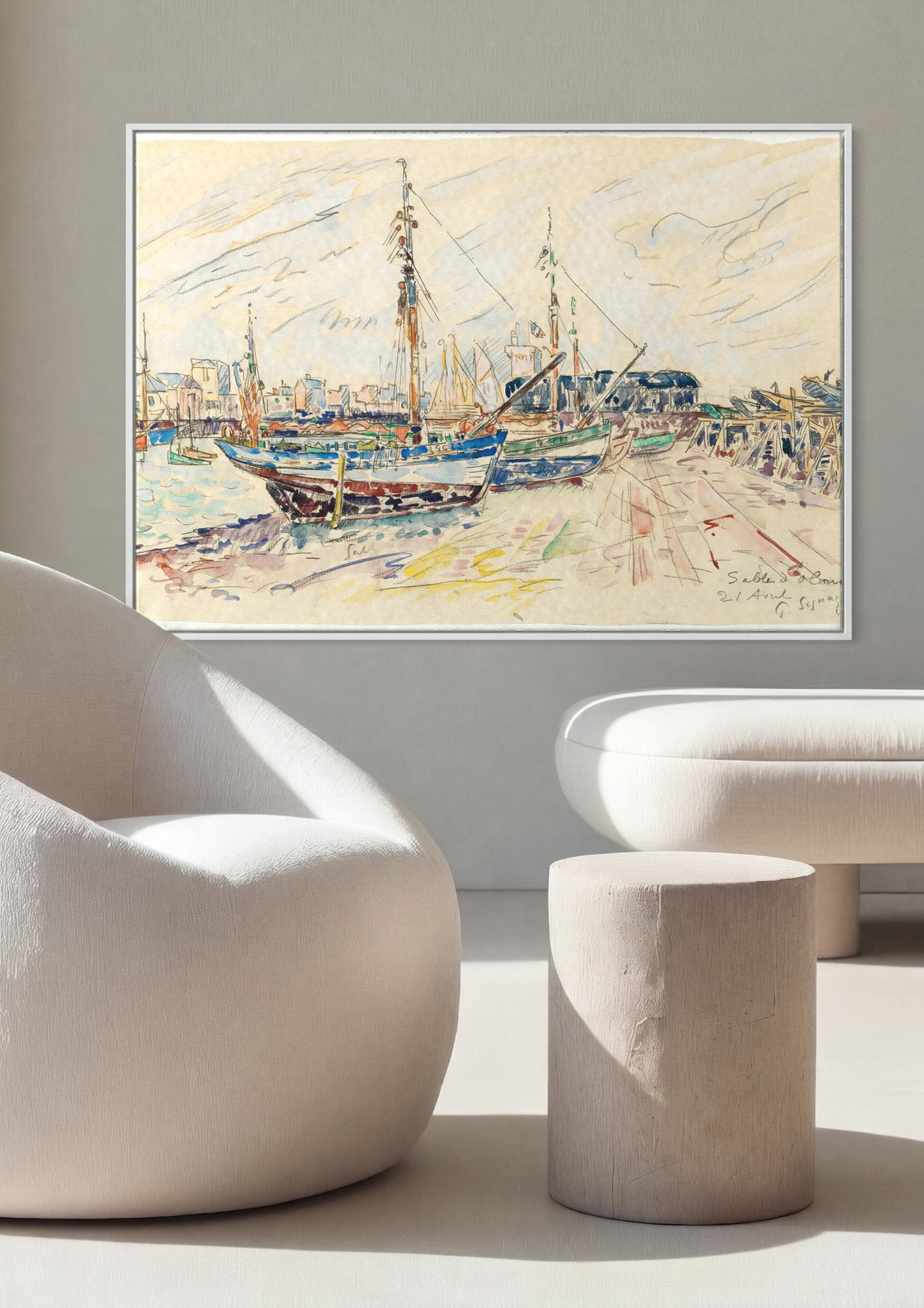 Quadro Decorativo Porto de Sables d'Olonne - Paul Signac em ambiente decorado