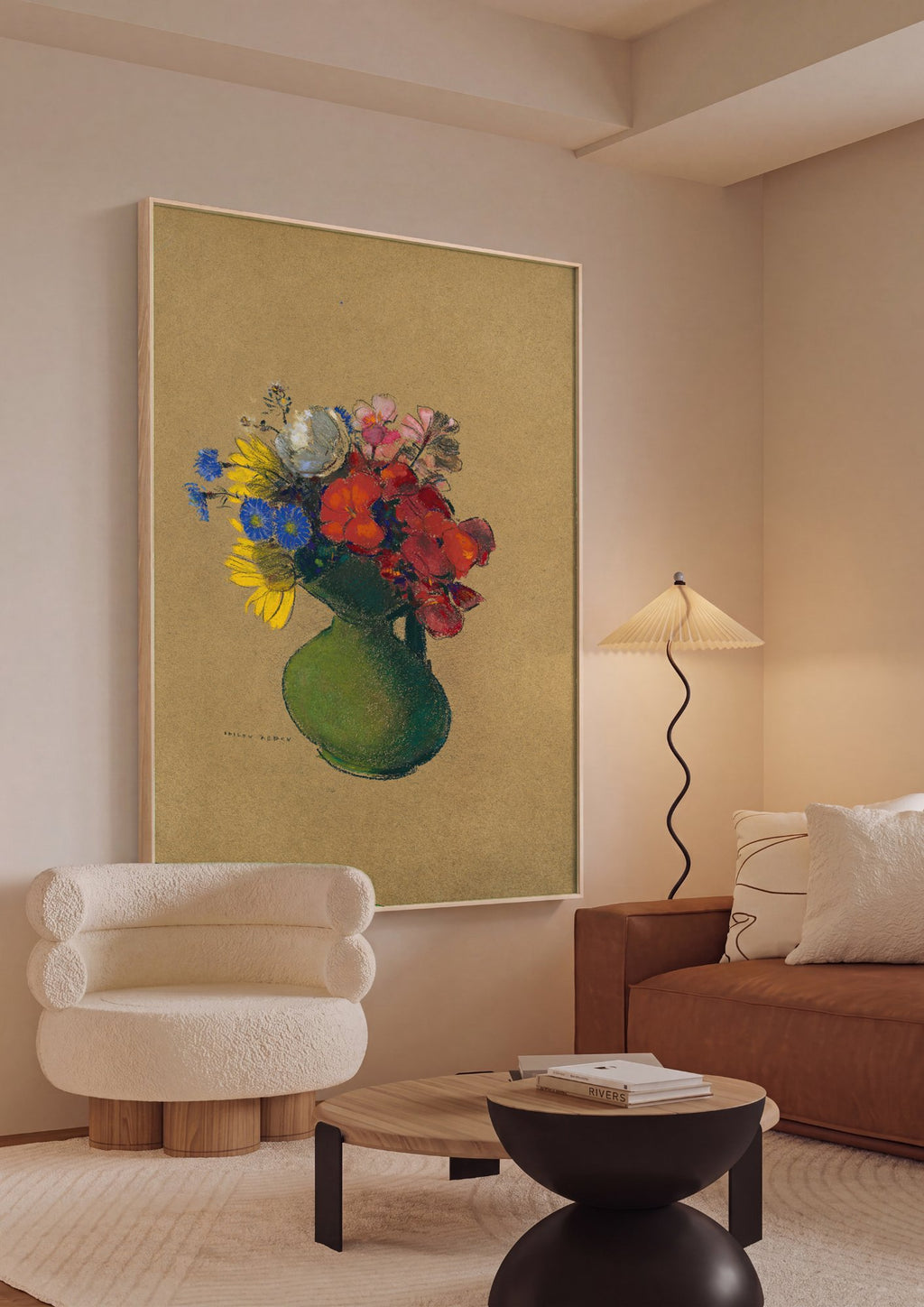 Quadro Decorativo Vaso de Flores - Odilon Redon em ambiente decorado