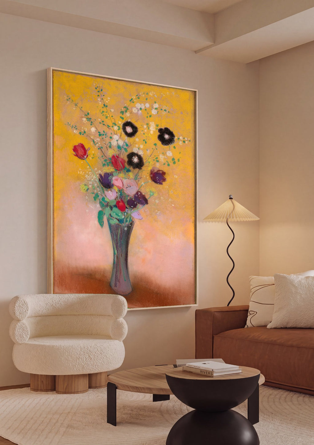 Quadro Decorativo Vaso de Flores - Odilon Redon em ambiente decorado
