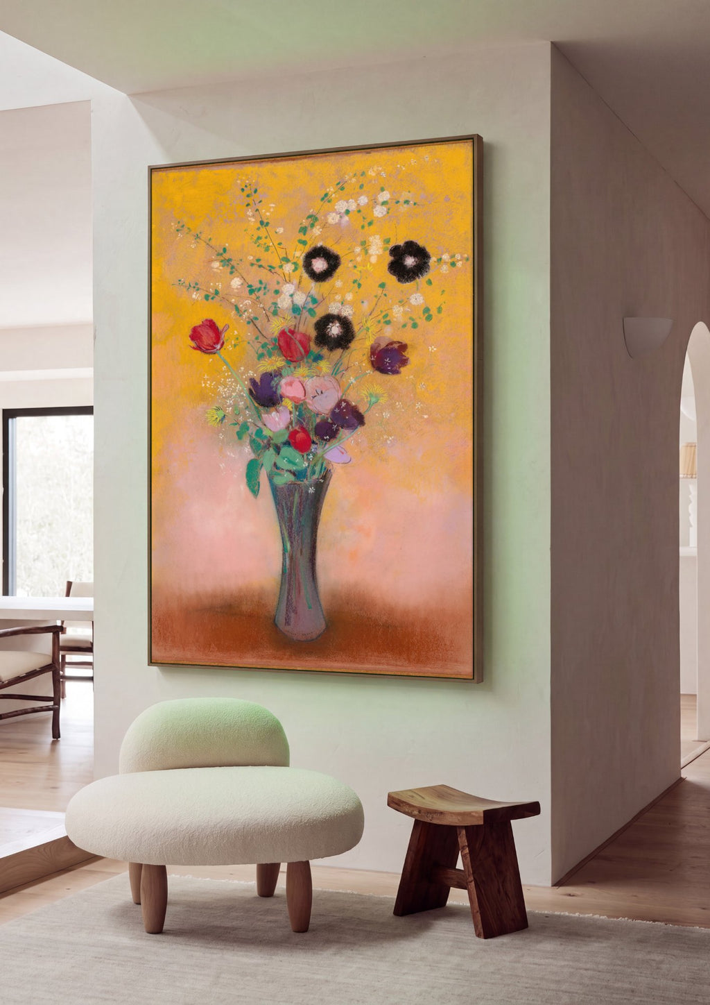 Quadro Decorativo Vaso de Flores - Odilon Redon em ambiente decorado