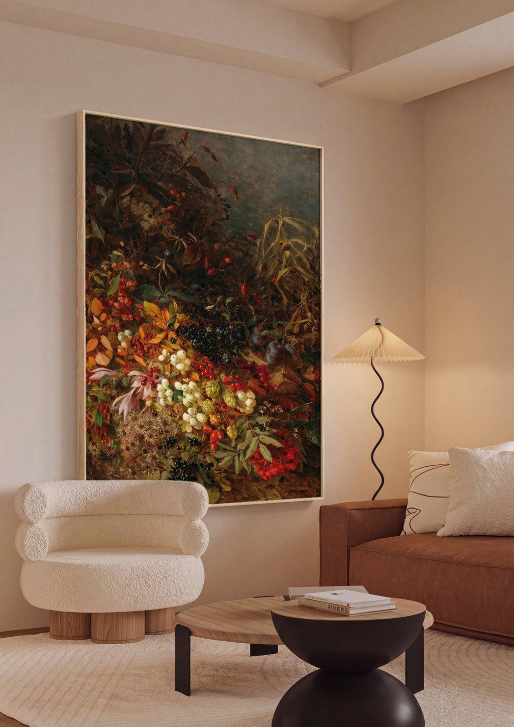 Quadro Decorativo Cesta de Frutas e Flores - Olga Wisinger-Florian em ambiente decorado