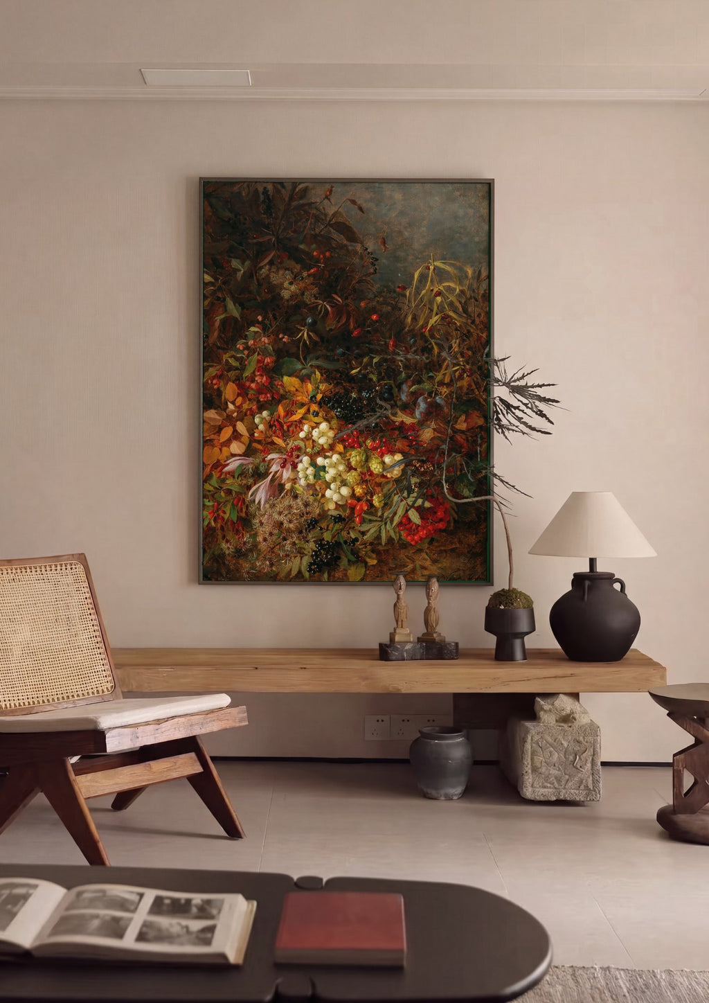 Quadro Decorativo Cesta de Frutas e Flores - Olga Wisinger-Florian em ambiente decorado