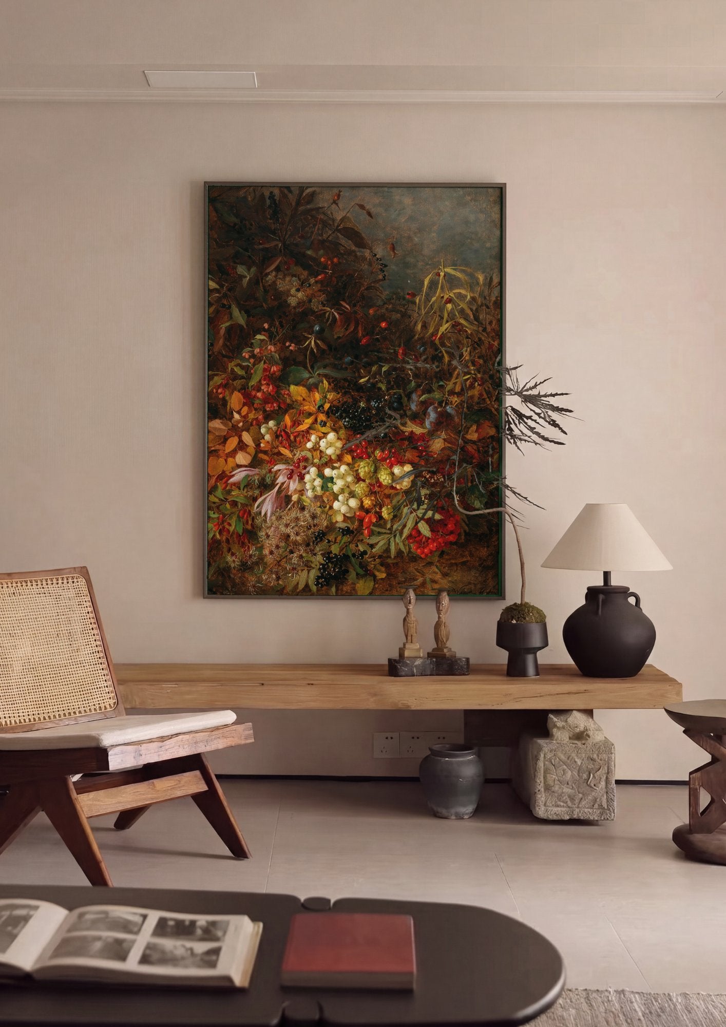 Quadro Decorativo Cesta de Frutas e Flores - Olga Wisinger-Florian em ambiente decorado