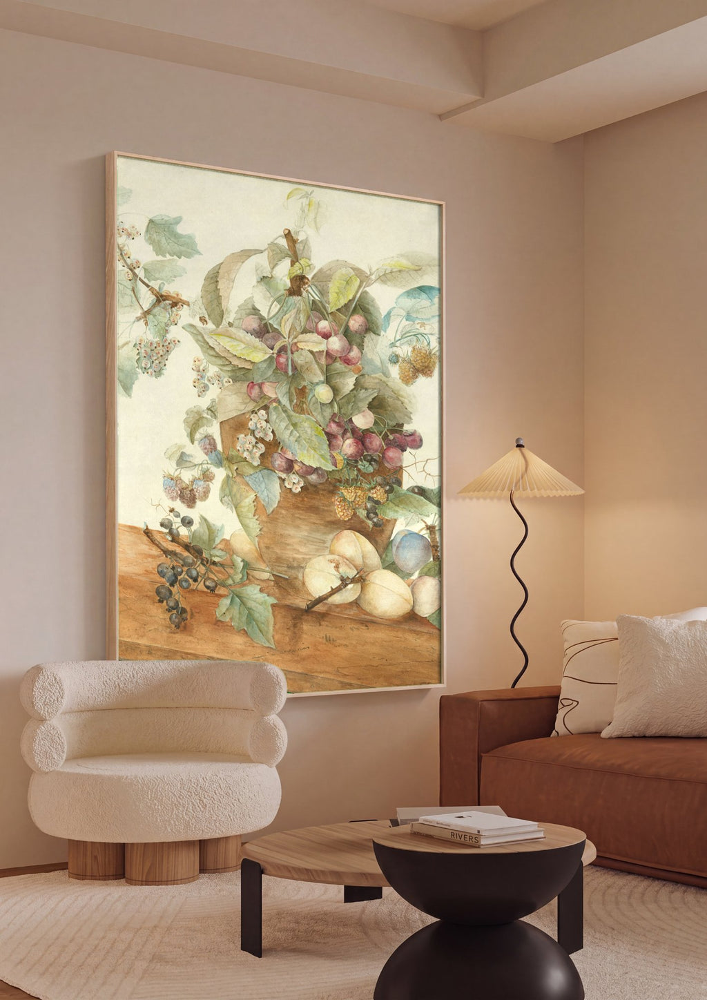 Quadro Decorativo Cesta de Frutas e Flores - Odilon Redon em ambiente decorado