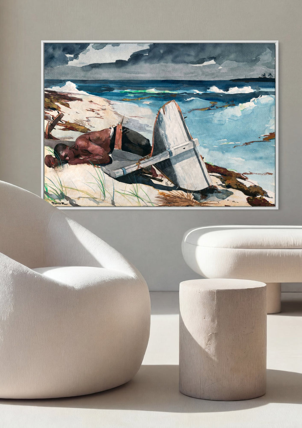 Quadro Decorativo Homem e o Mar - Winslow Homer em ambiente decorado