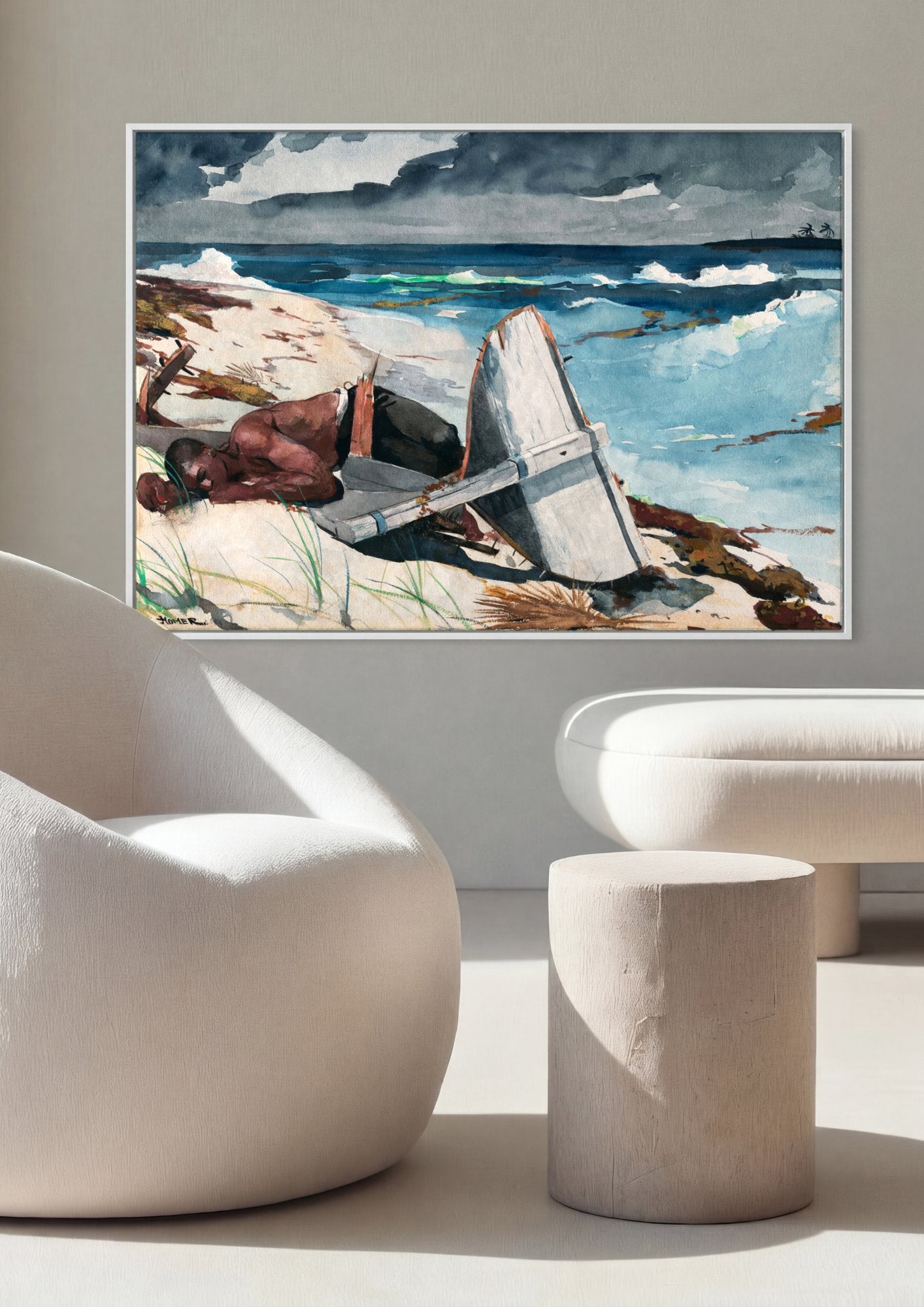 Quadro Decorativo Homem e o Mar - Winslow Homer em ambiente decorado