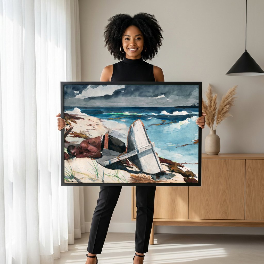 Quadro Decorativo Homem e o Mar - Winslow Homer com modelo em ambiente