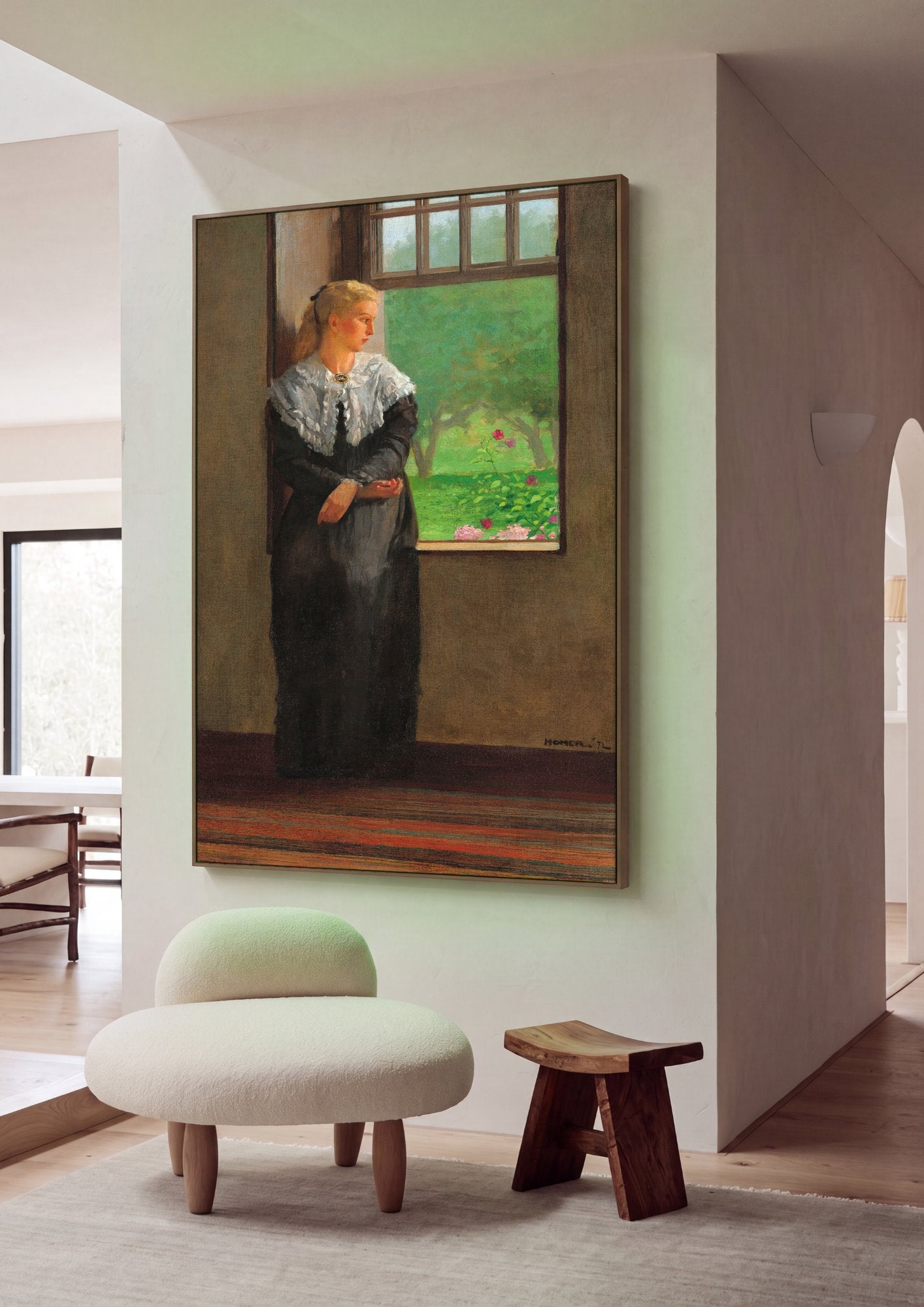 Quadro Decorativo 'The New Novel' - Winslow Homer em ambiente decorado