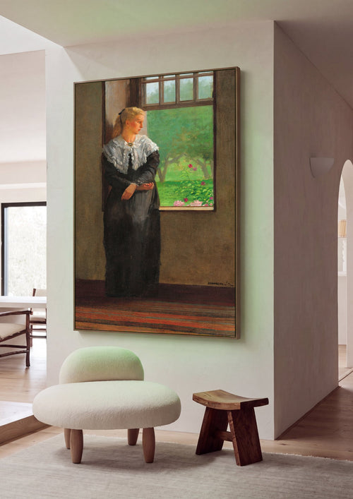 Quadro Decorativo 'The New Novel' - Winslow Homer em ambiente decorado