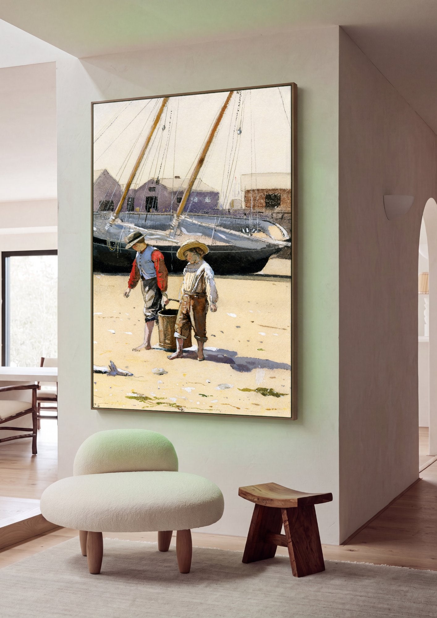 Quadro Decorativo Cenas de Praia - Winslow Homer em ambiente decorado