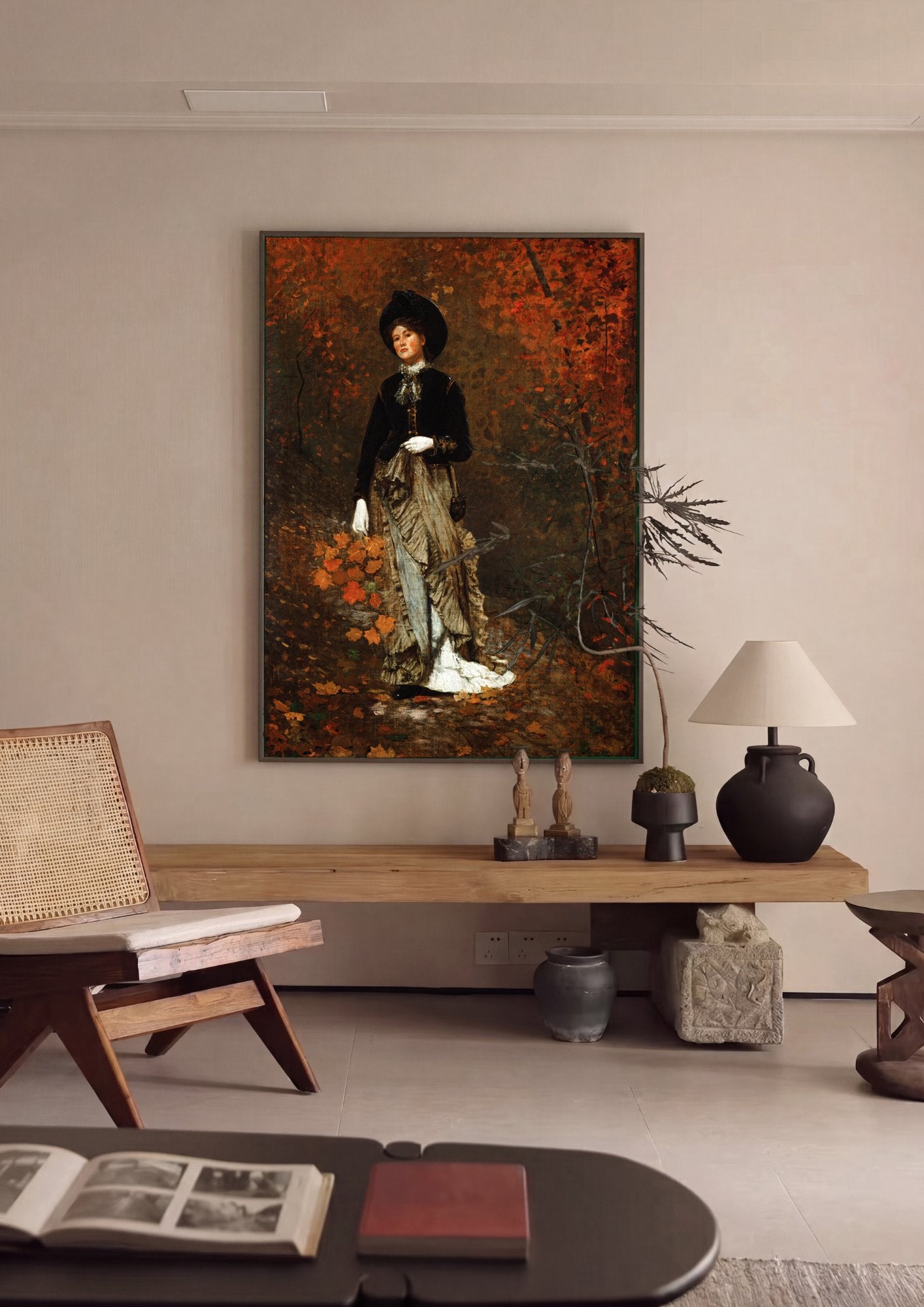 Quadro Decorativo 'The New Novel' - Winslow Homer em ambiente decorado