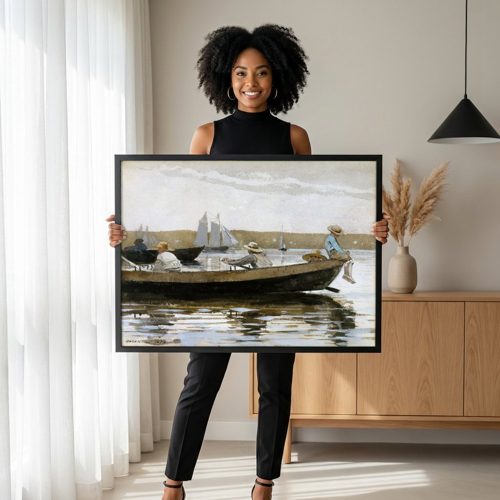 Quadro Decorativo Cenas de Barco - Winslow Homer com modelo em ambiente