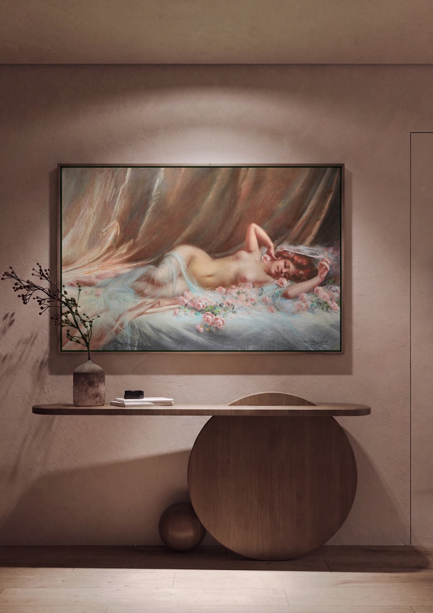 Quadro Decorativo A Dama das Rosas - Delphin Enjolras em ambiente decorado