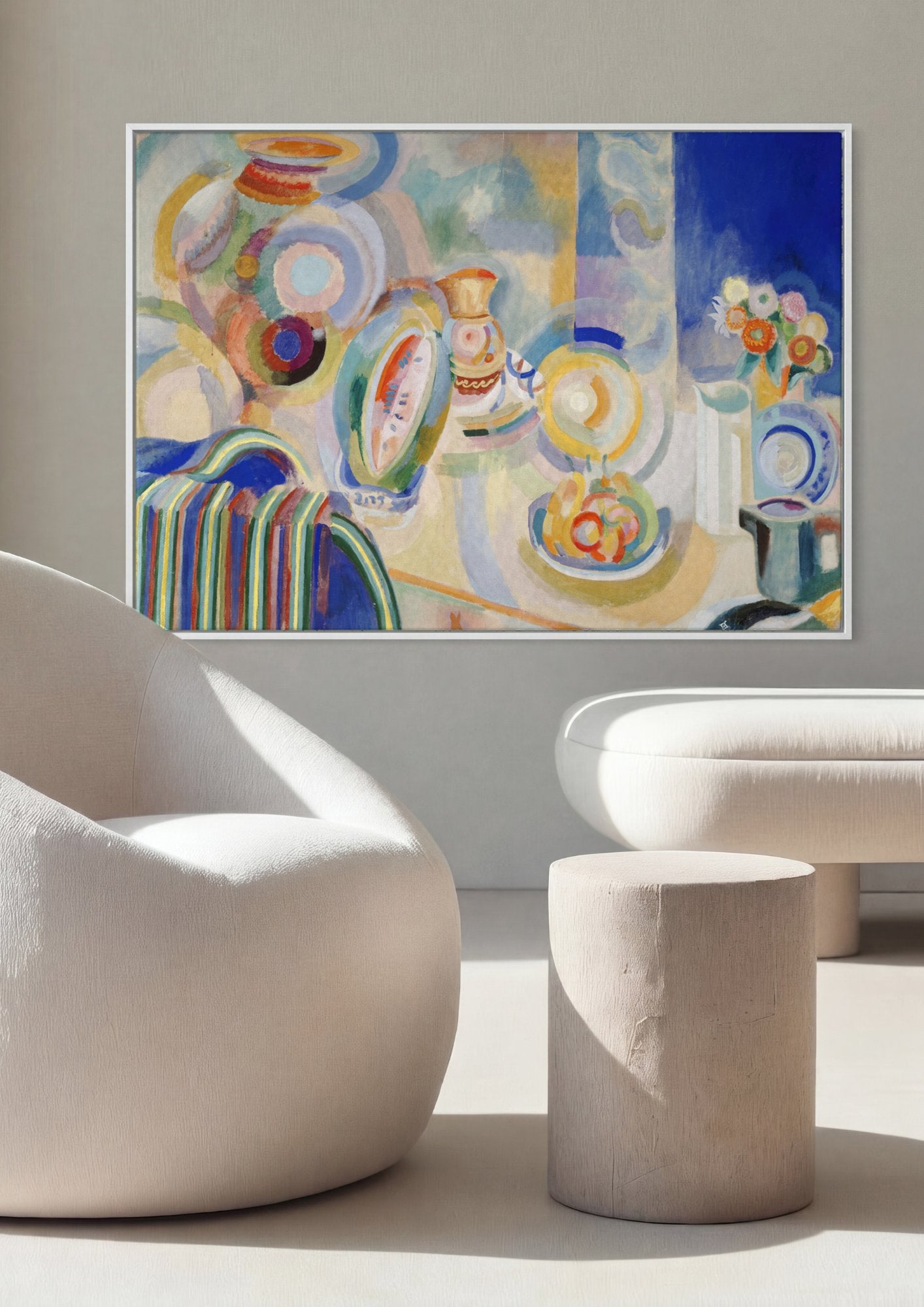 Quadro Decorativo Natureza-Morta Simultânea - Robert Delaunay em ambiente decorado