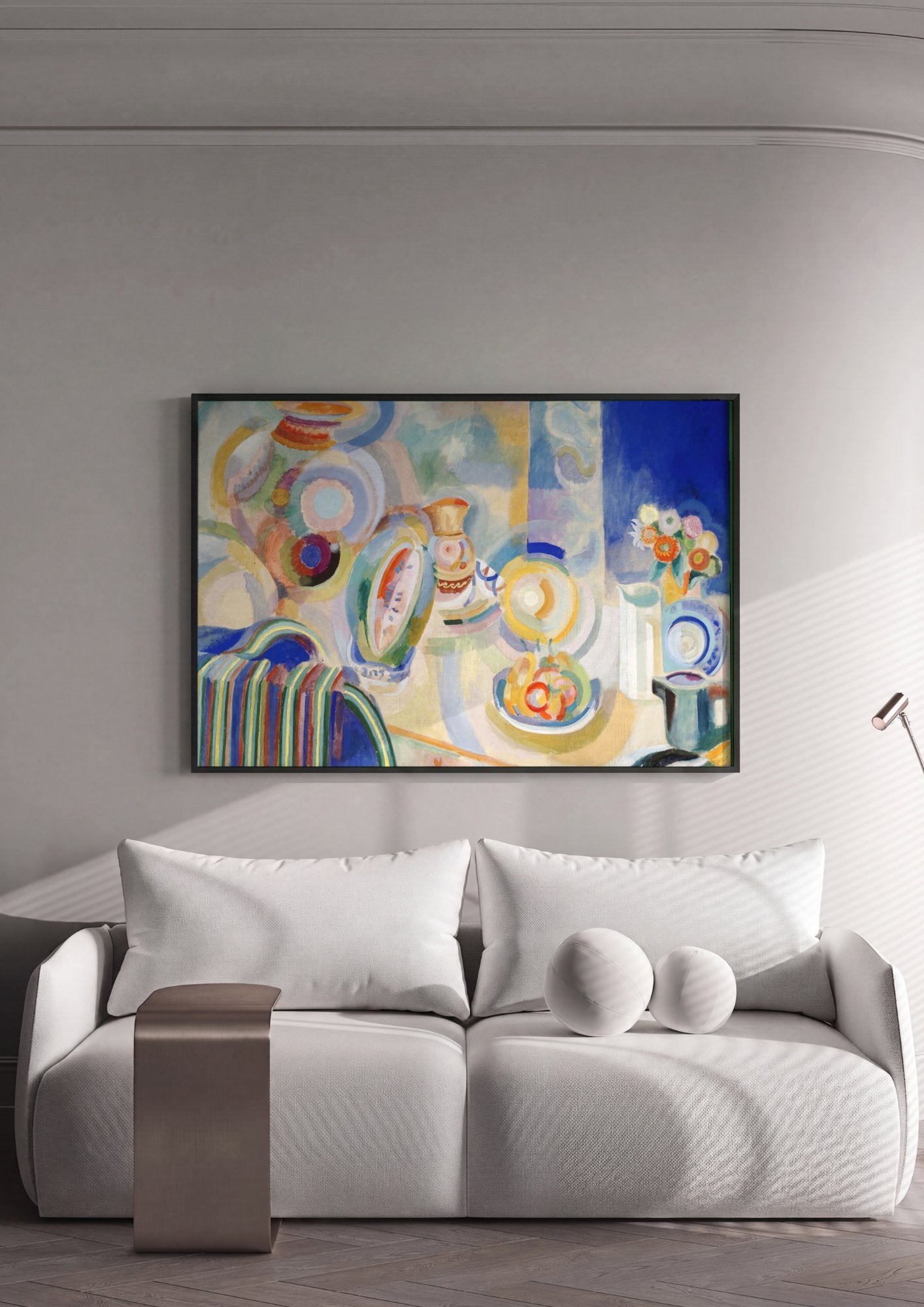 Quadro Decorativo Natureza-Morta Simultânea - Robert Delaunay em ambiente decorado
