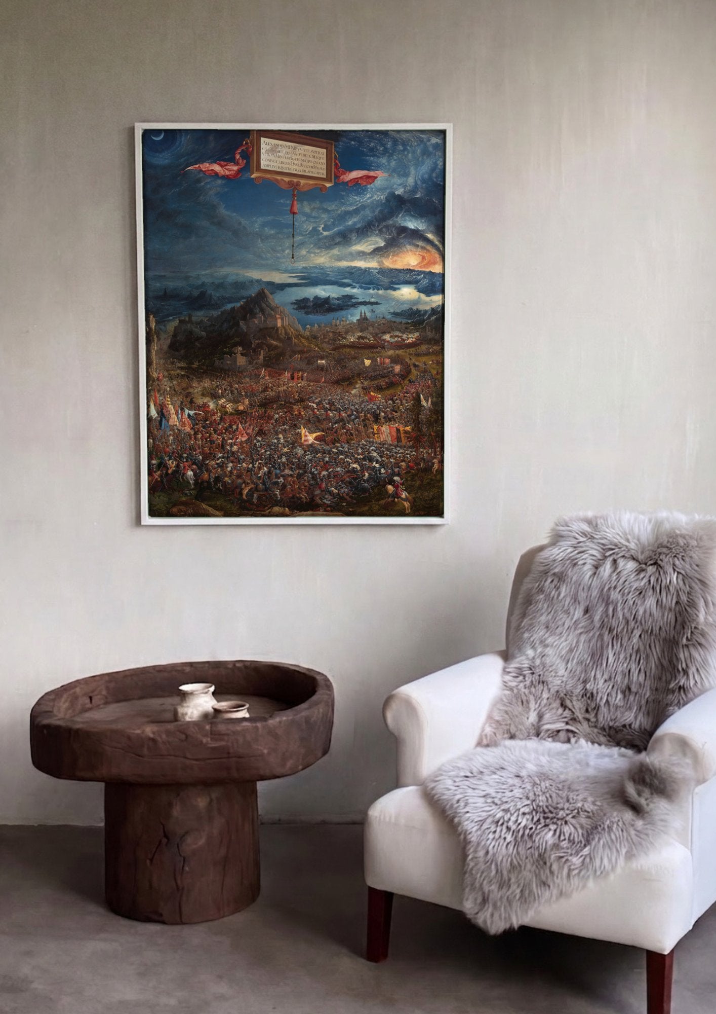 Quadro Decorativo A Batalha de Isso - Altdorfer em ambiente decorado