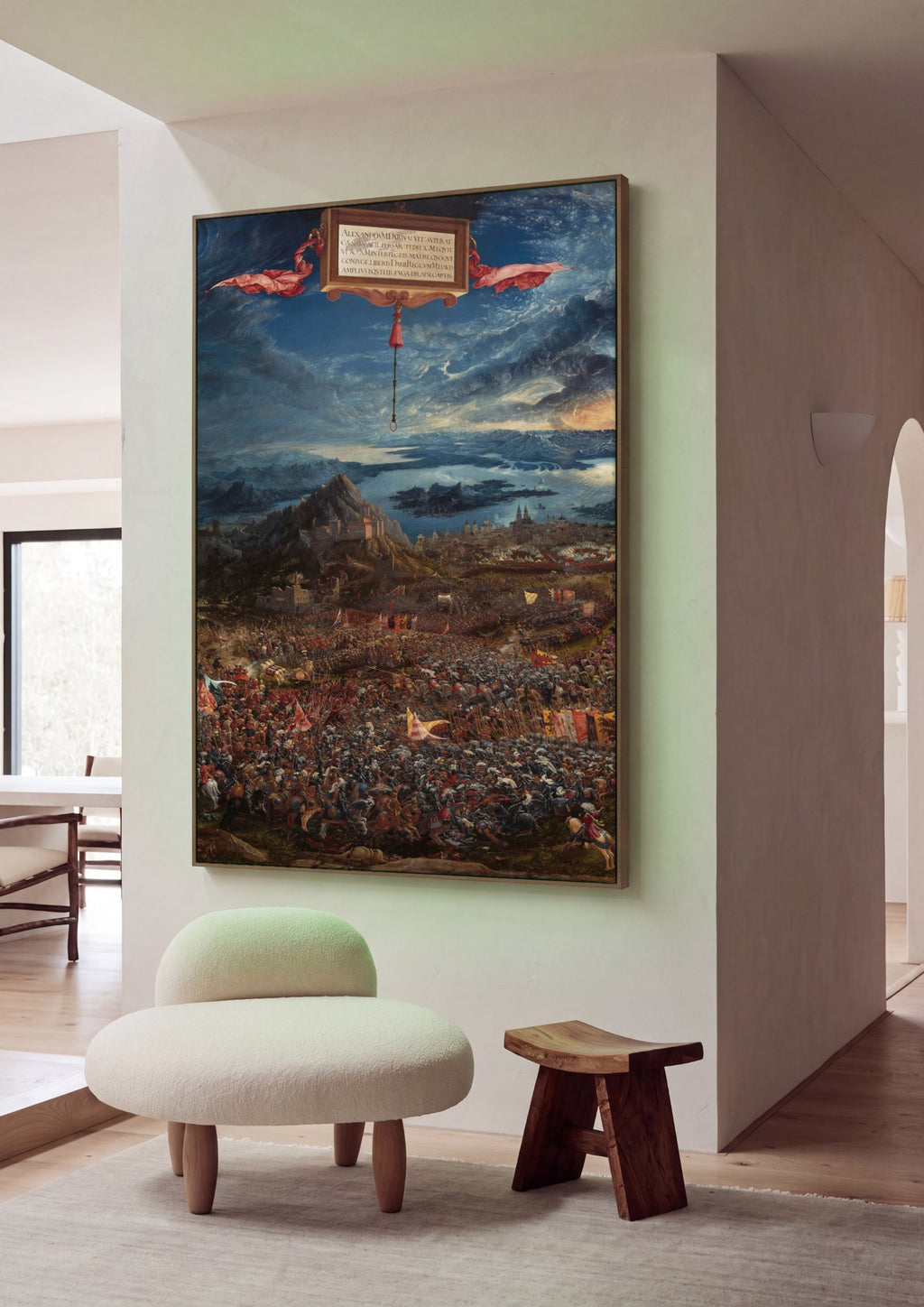 Quadro Decorativo A Batalha de Isso - Altdorfer em ambiente decorado