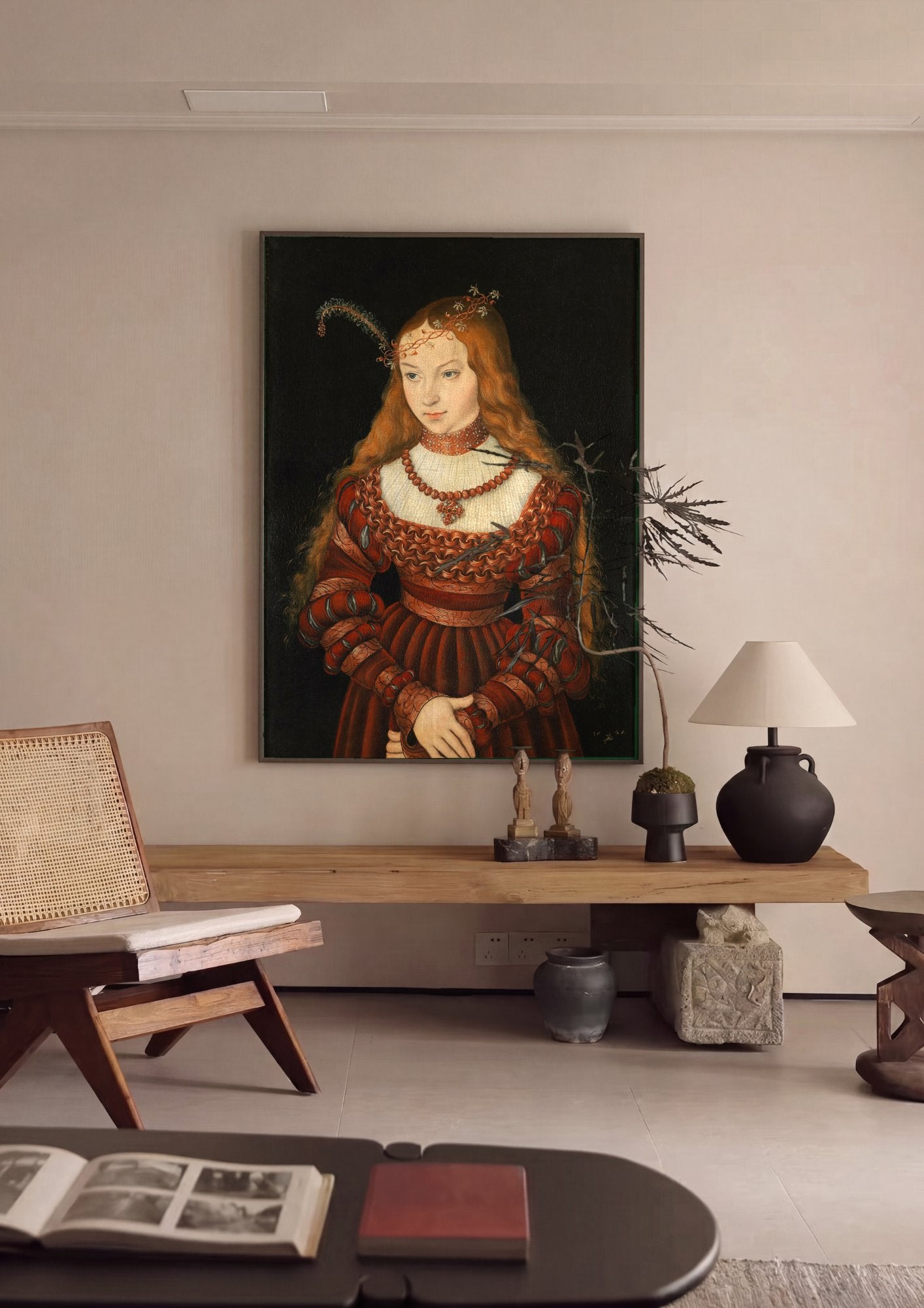 Quadro Decorativo Retrato de Princesa - Lucas Cranach em ambiente decorado