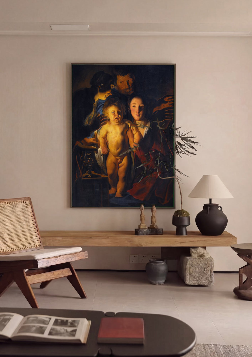 Quadro Decorativo A Sagrada Família à Luz de Velas - Jordaens em ambiente decorado