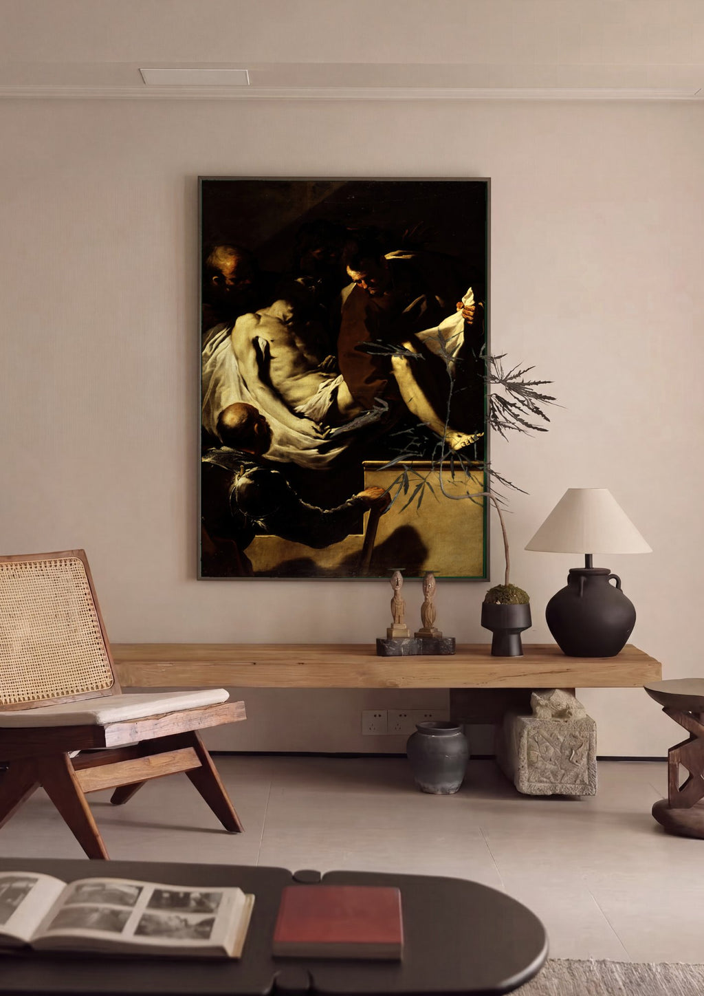 Quadro Decorativo 'Deposição de Cristo' - Luca Giordano em ambiente decorado