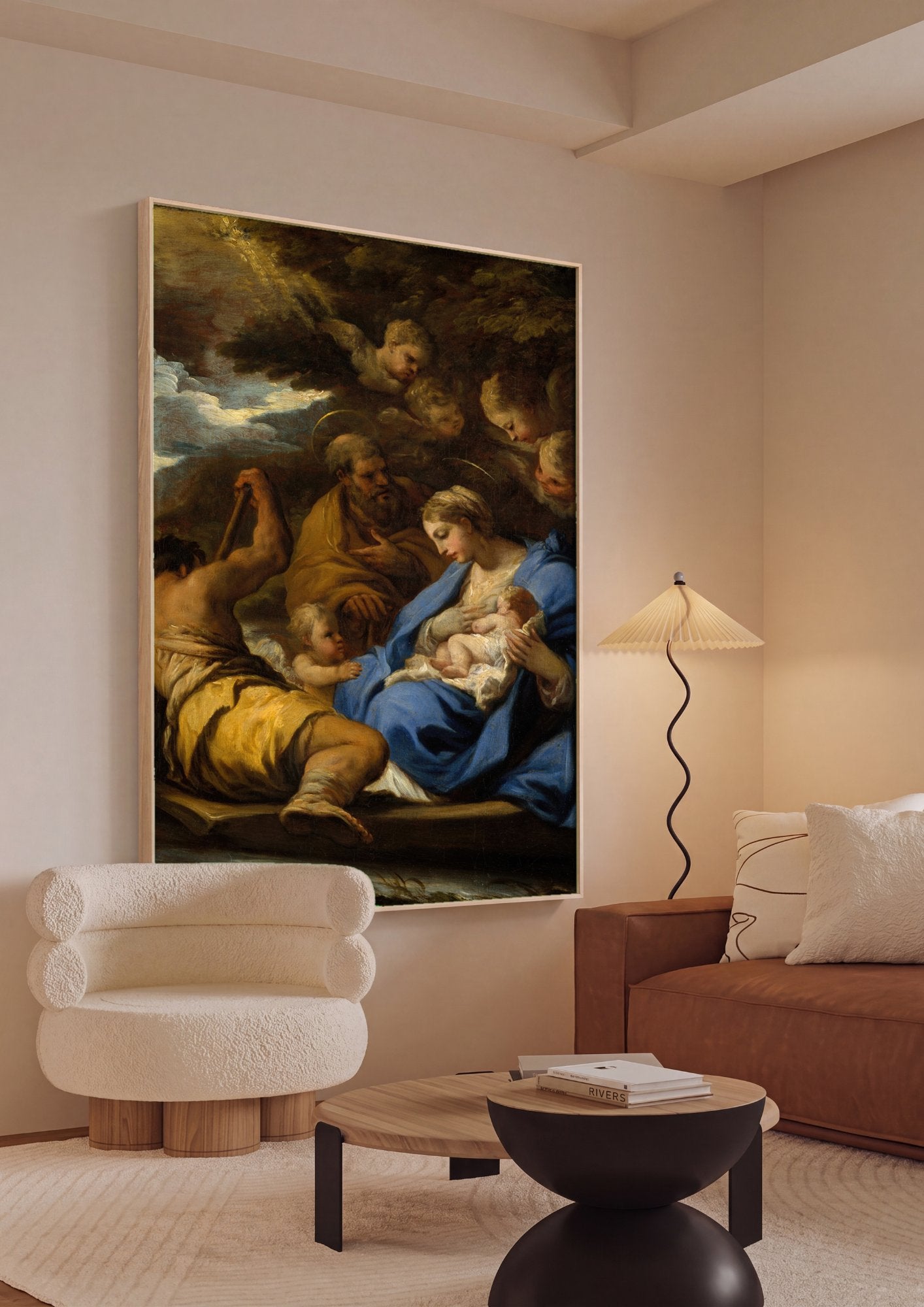 Quadro Decorativo A Fuga para o Egito - Luca Giordano em ambiente decorado