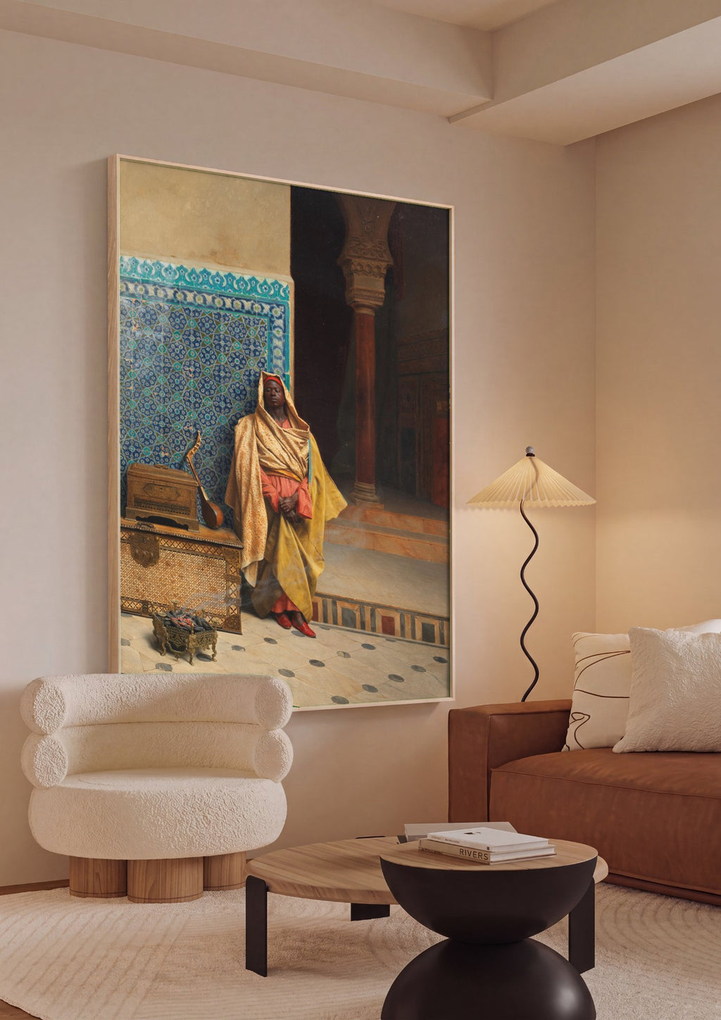Quadro Decorativo O Guardião do Harém - Ludwig Deutsch em ambiente decorado
