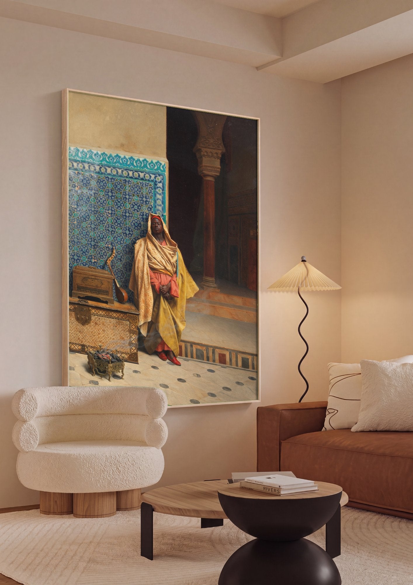 Quadro Decorativo O Guardião do Harém - Ludwig Deutsch em ambiente decorado
