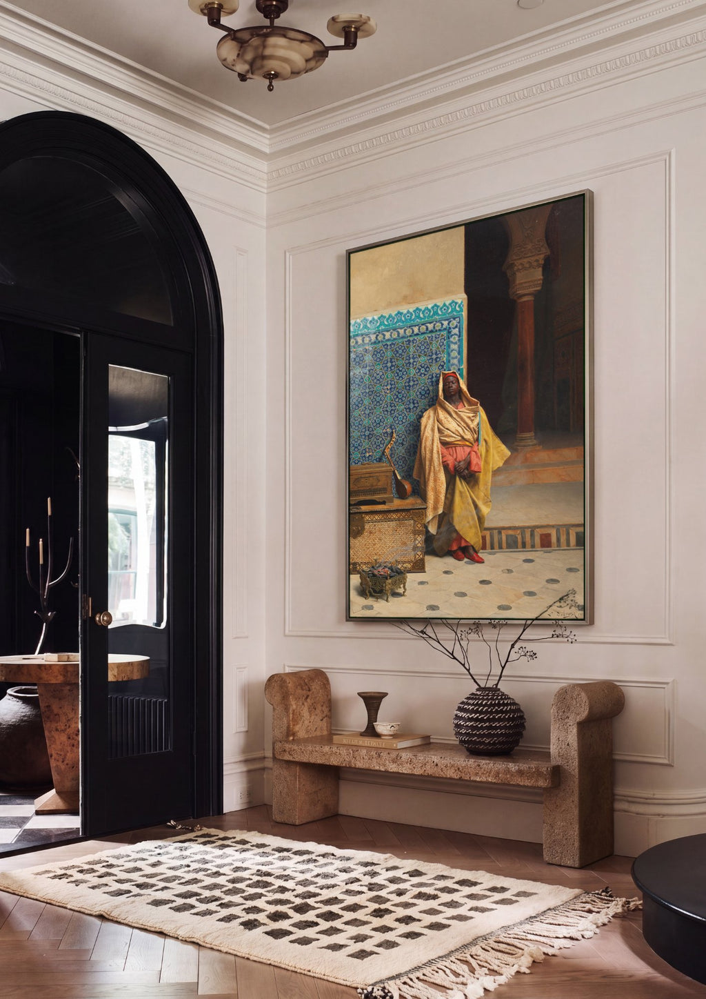 Quadro Decorativo O Guardião do Harém - Ludwig Deutsch em ambiente decorado