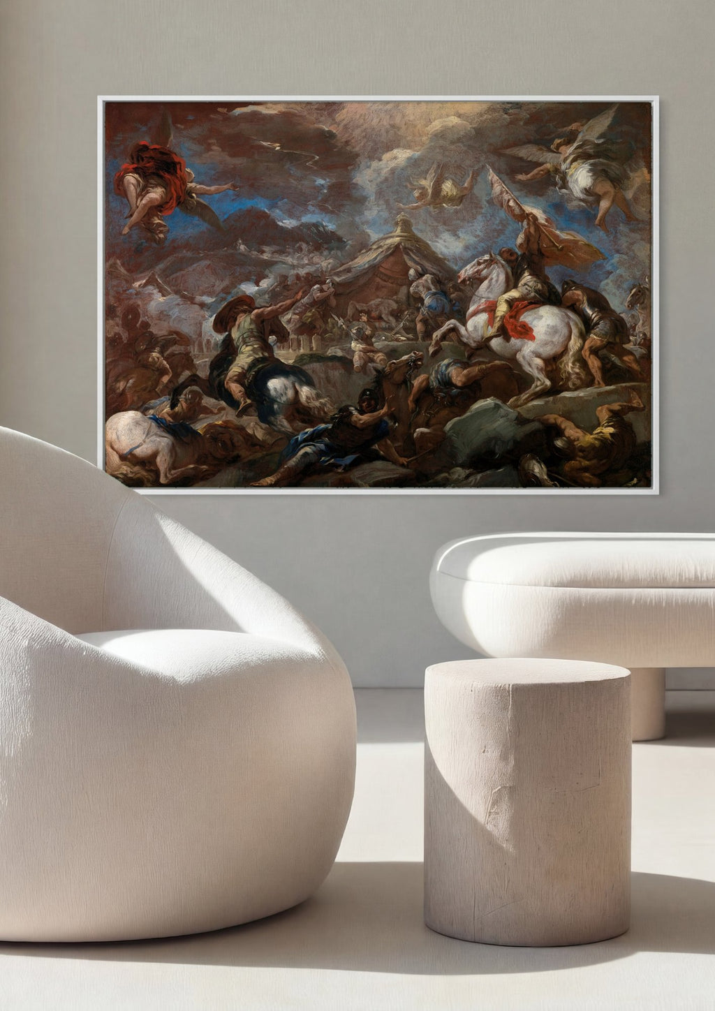 Quadro Decorativo Batalha Monumental - Luca Giordano em ambiente decorado