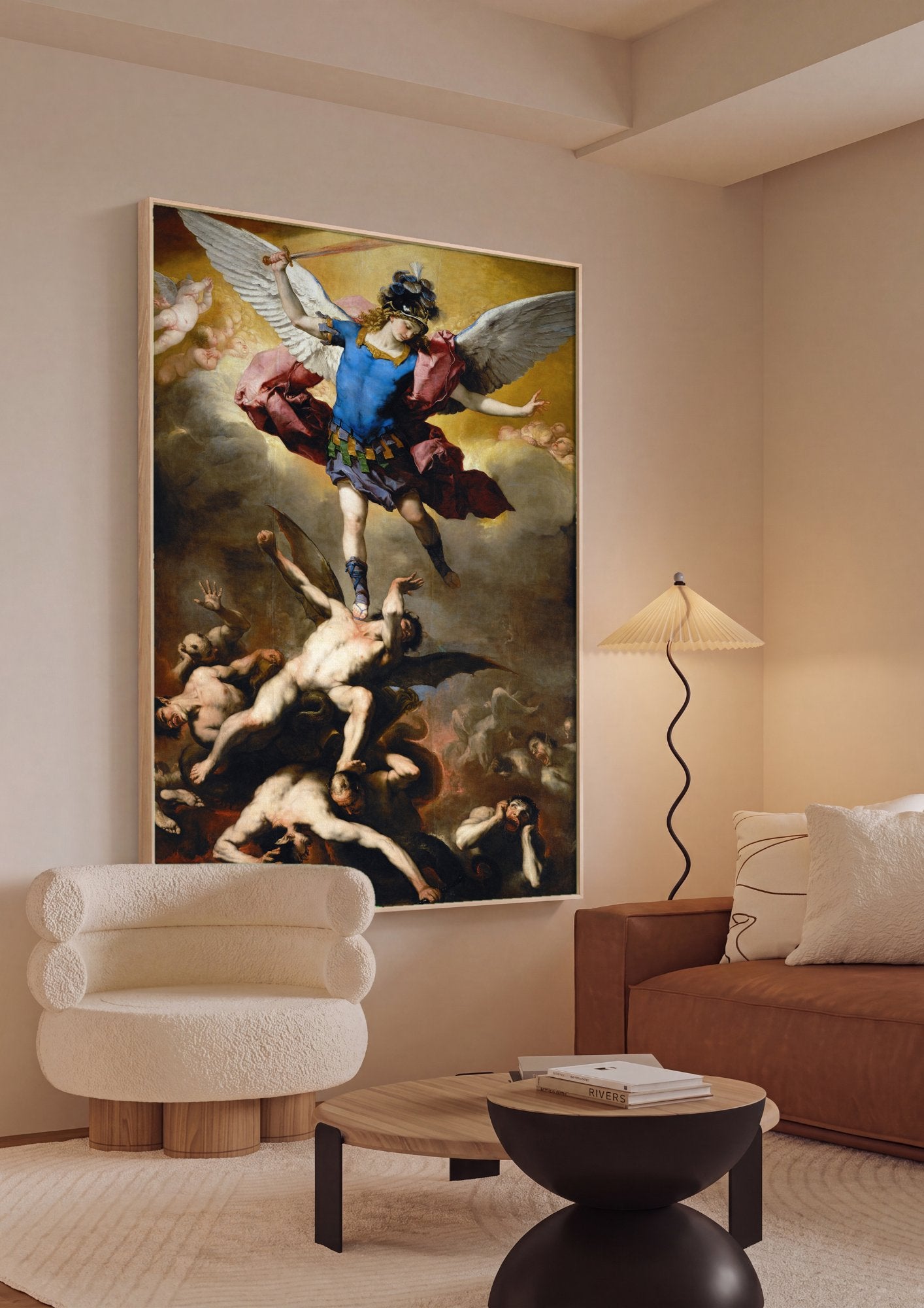 Quadro Decorativo 'São Miguel Arcanjo' - Luca Giordano em ambiente decorado