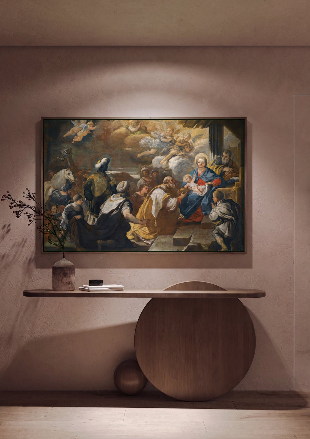 Quadro Decorativo Adoração dos Magos - Luca Giordano em ambiente decorado