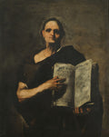 Pintura a óleo de Luca Giordano retratando um homem idoso com um lenço na cabeça, envolto em um manto escuro, segurando um livro aberto com ambas as mãos, em um fundo escuro. A luz incide dramaticamente sobre seu rosto, peito e as páginas do livro, criando um forte contraste de claro e escuro. Seu olhar é direto e intenso.