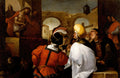 Quadro decorativo Ecce Homo, atribuído a Luca Giordano, mostrando Jesus ferido sendo apresentado a uma multidão agitada. Cena bíblica com figuras em primeiro plano e arquitetura ao fundo.