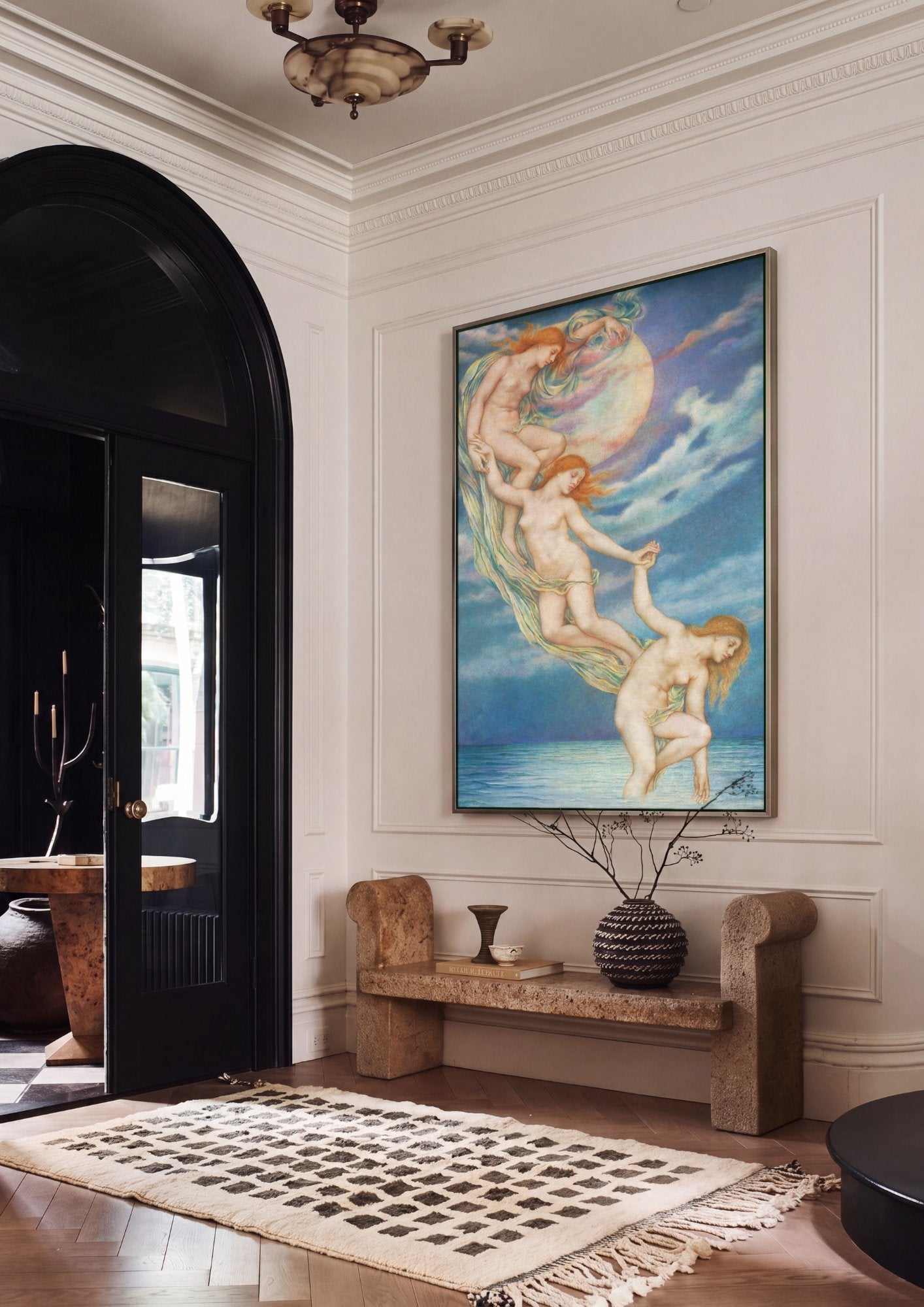 Quadro Decorativo 'Noite e o Sono' - Evelyn De Morgan em ambiente decorado