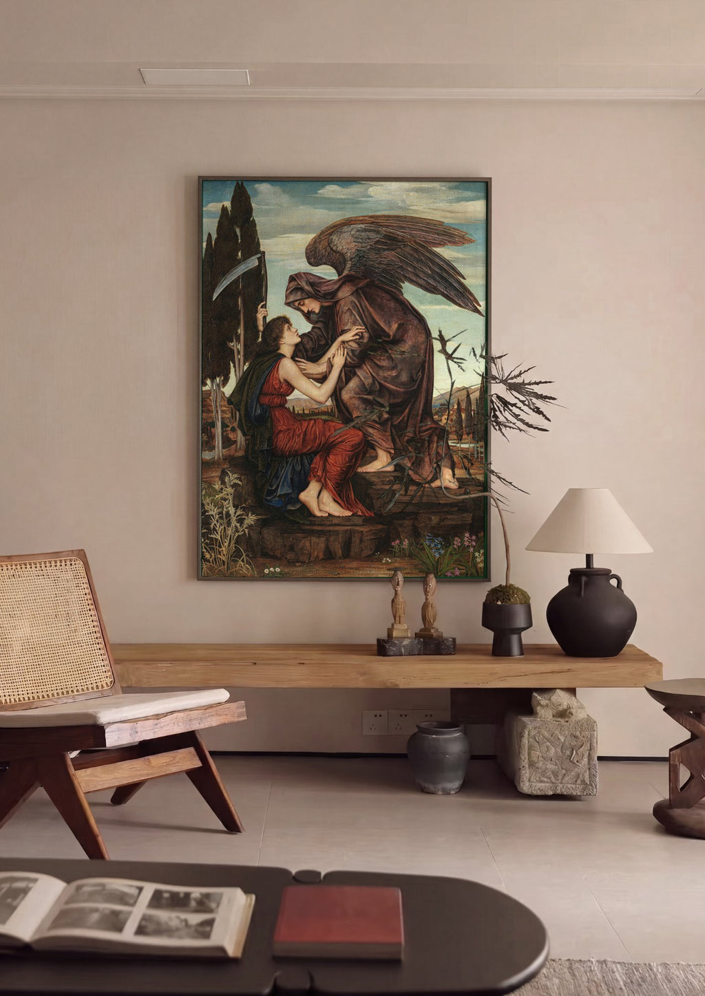 Quadro Decorativo O Anjo da Morte - Evelyn De Morgan em ambiente decorado