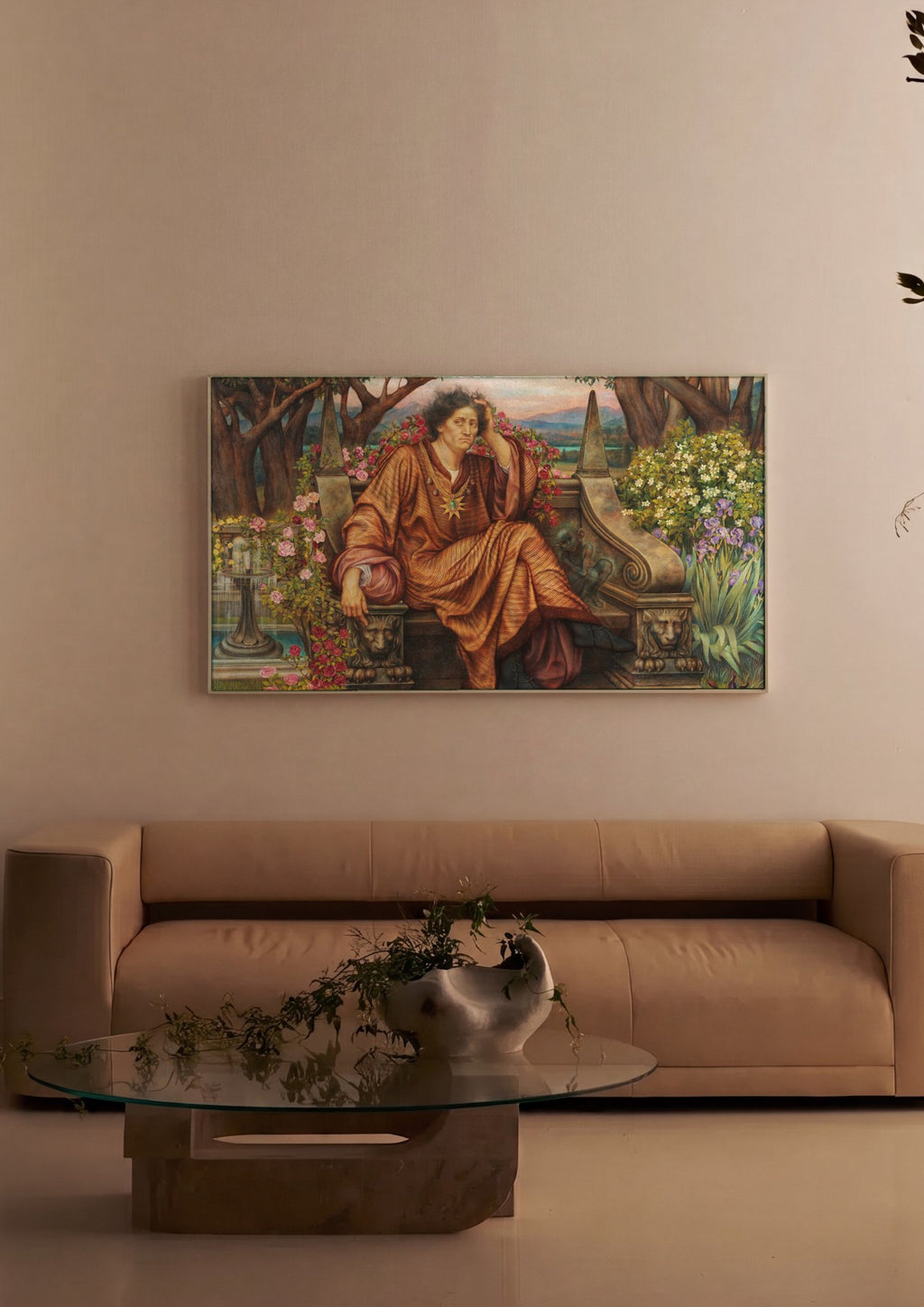 Quadro Decorativo 'The Hour Glass' - Evelyn De Morgan em ambiente decorado