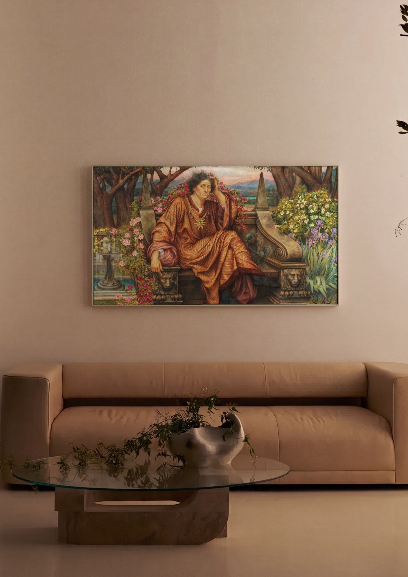 Quadro Decorativo 'The Hour Glass' - Evelyn De Morgan em ambiente decorado