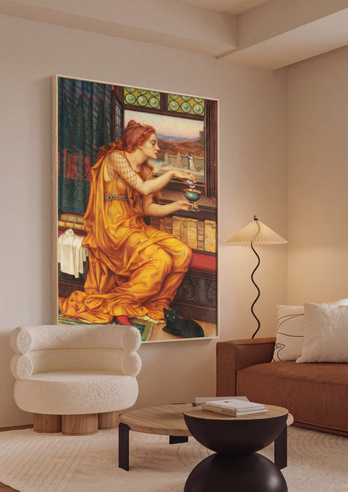 Quadro Decorativo 'A Poção do Amor' - Evelyn De Morgan em ambiente decorado