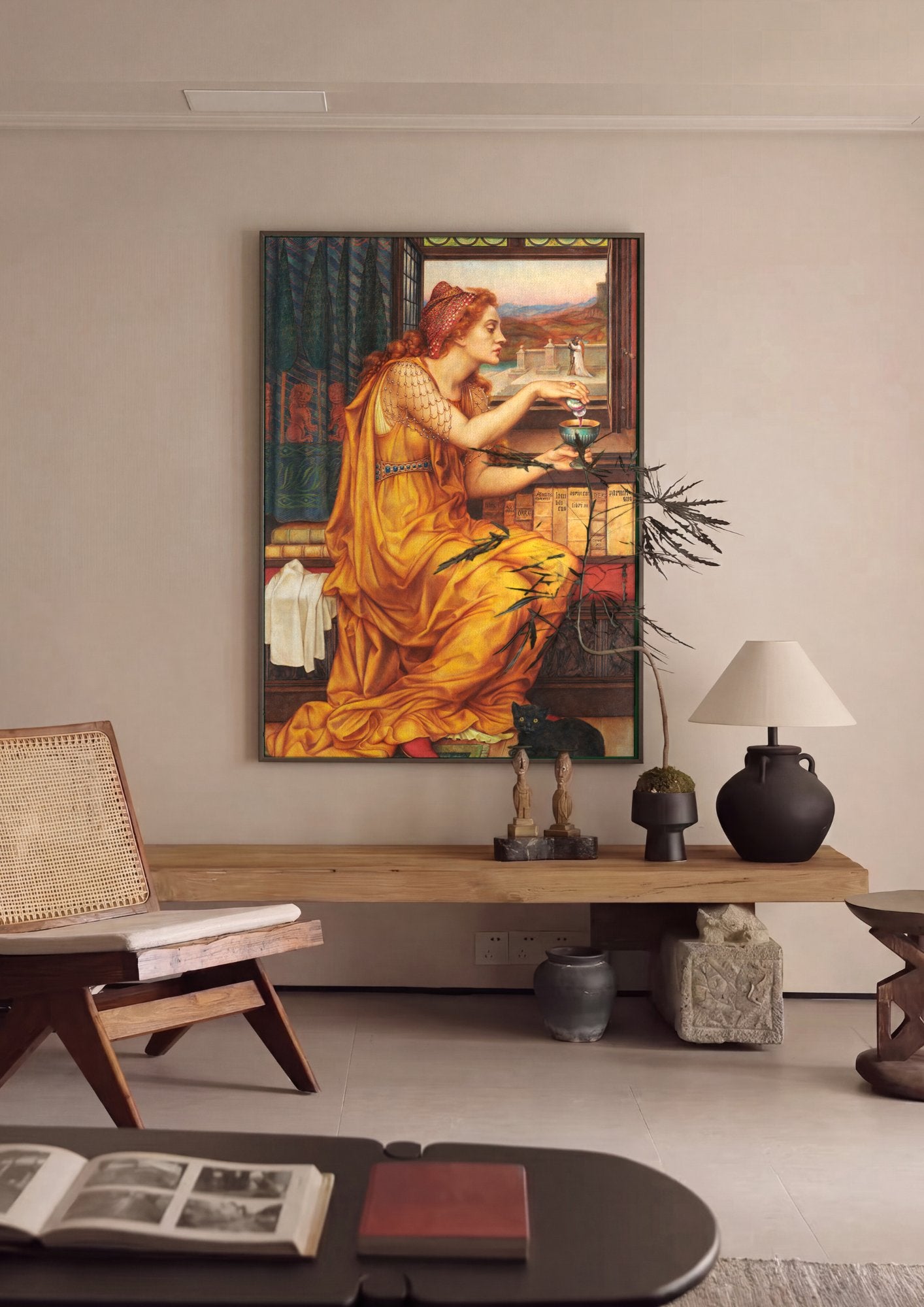 Quadro Decorativo 'A Poção do Amor' - Evelyn De Morgan em ambiente decorado
