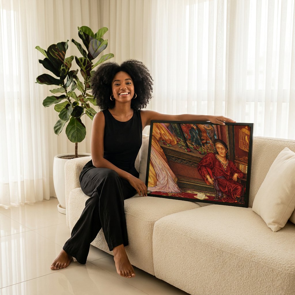 Quadro Decorativo 'The Love Potion' - Evelyn De Morgan com modelo em ambiente