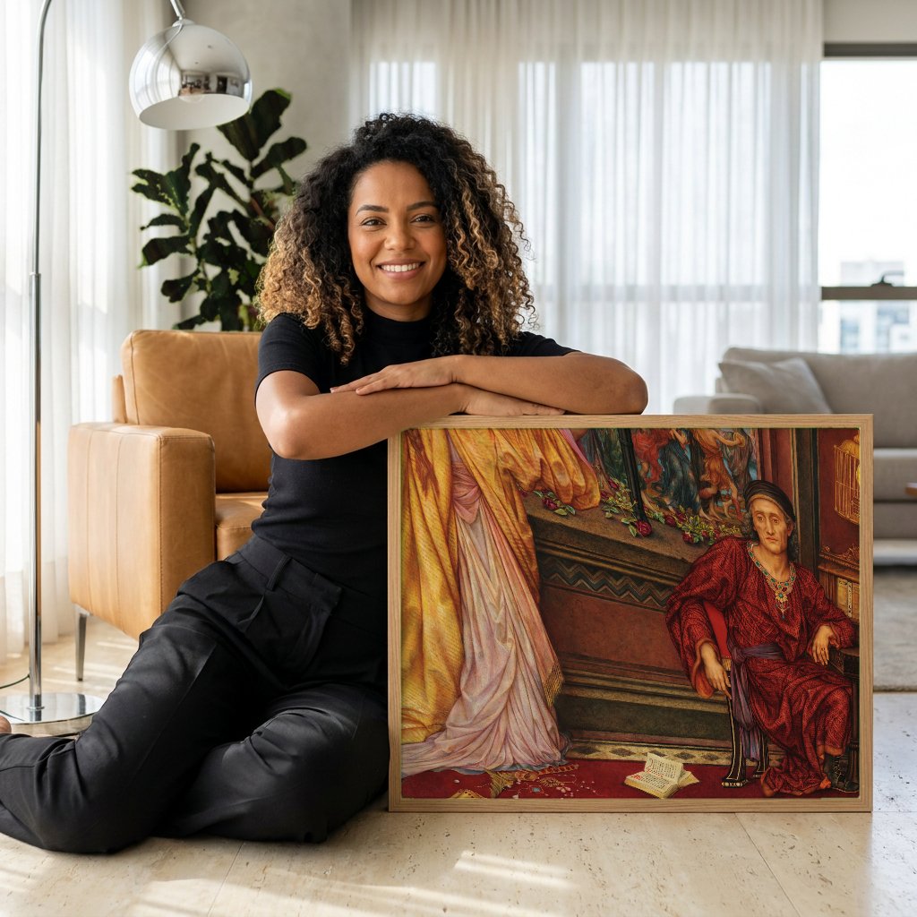 Quadro Decorativo 'The Love Potion' - Evelyn De Morgan com modelo em ambiente