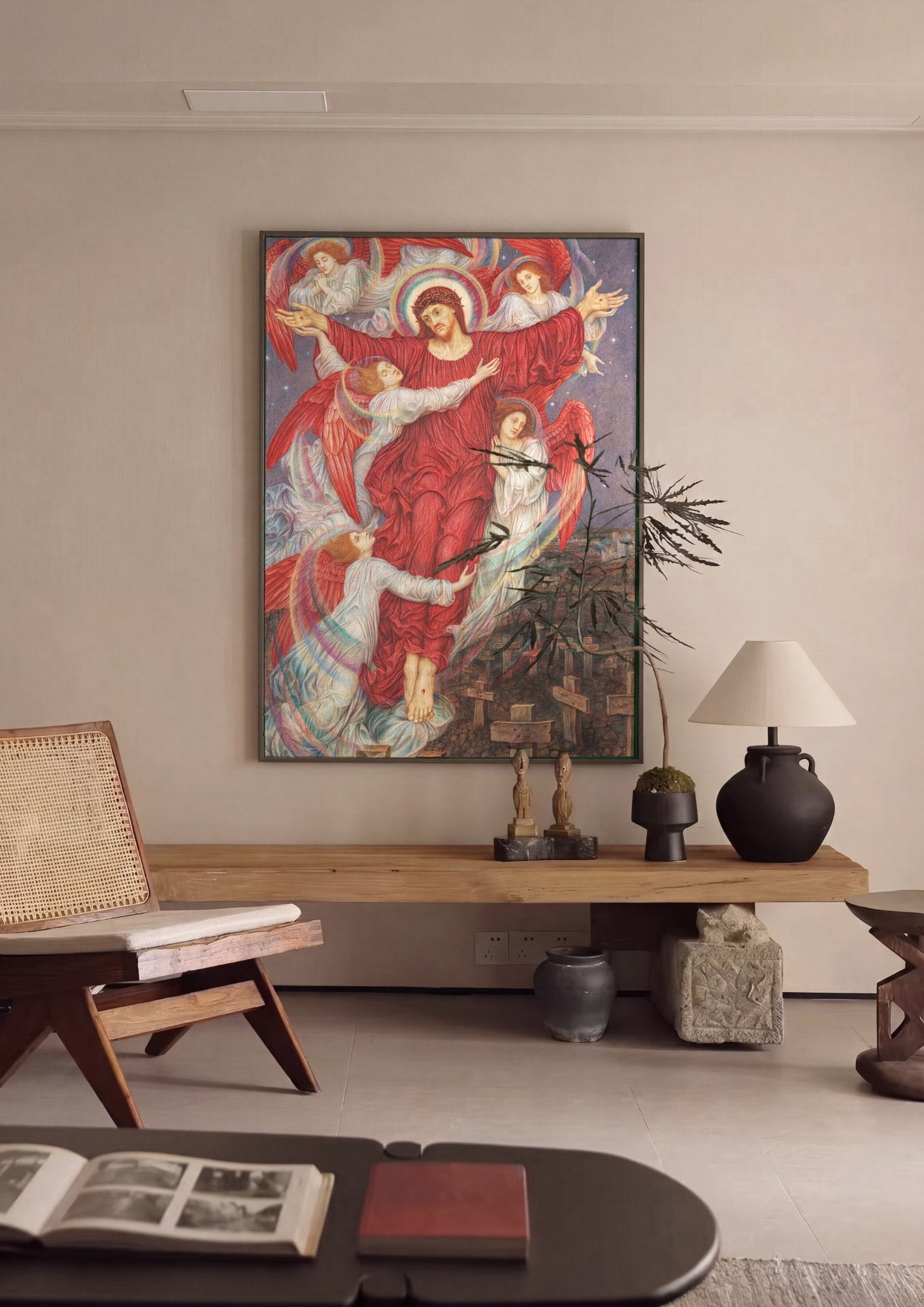 Quadro Decorativo A Cruz Vermelha - Evelyn De Morgan em ambiente decorado