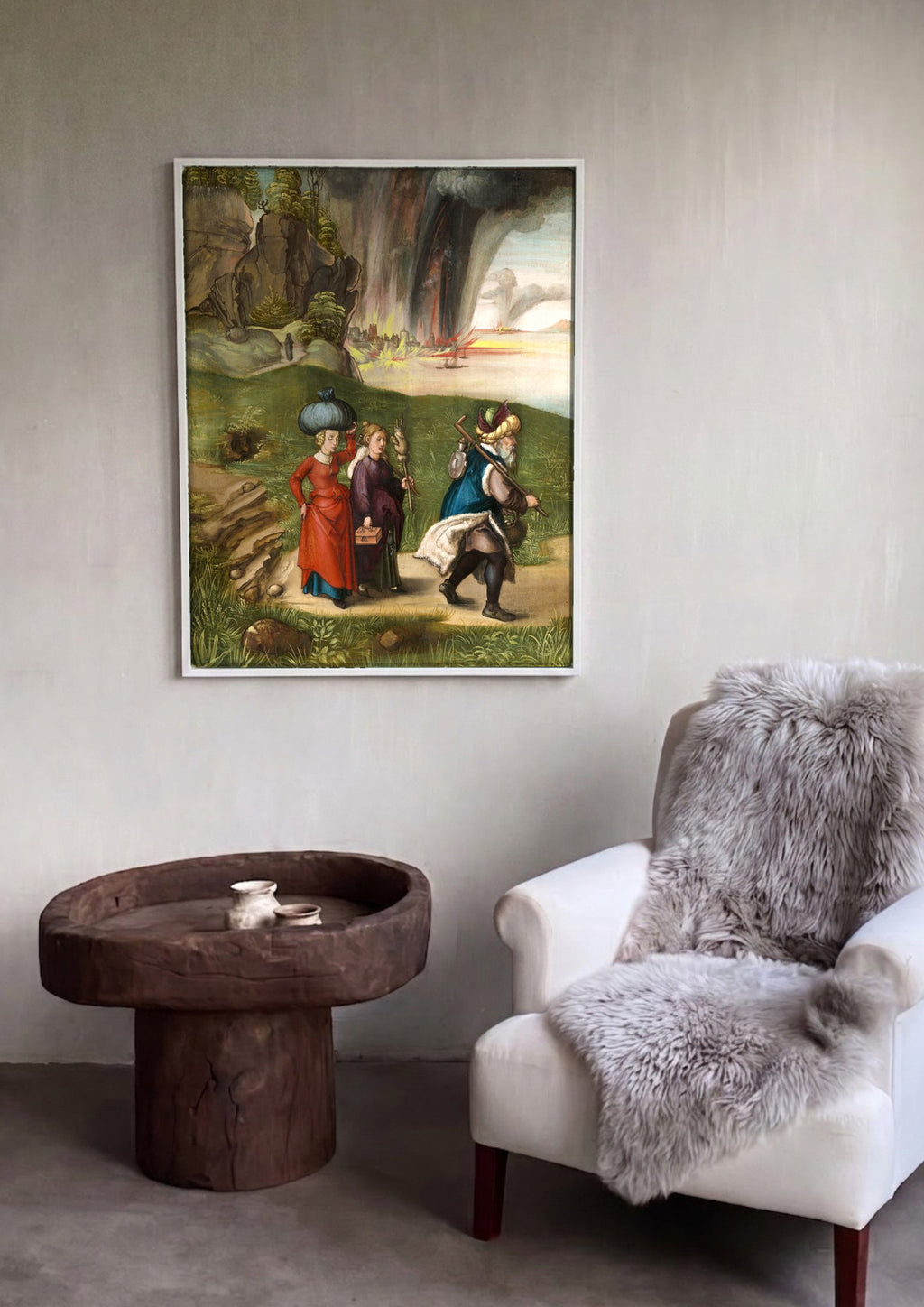 Quadro Decorativo A Fuga de Ló e Sua Família - Dürer | quadro emoldurado na parede