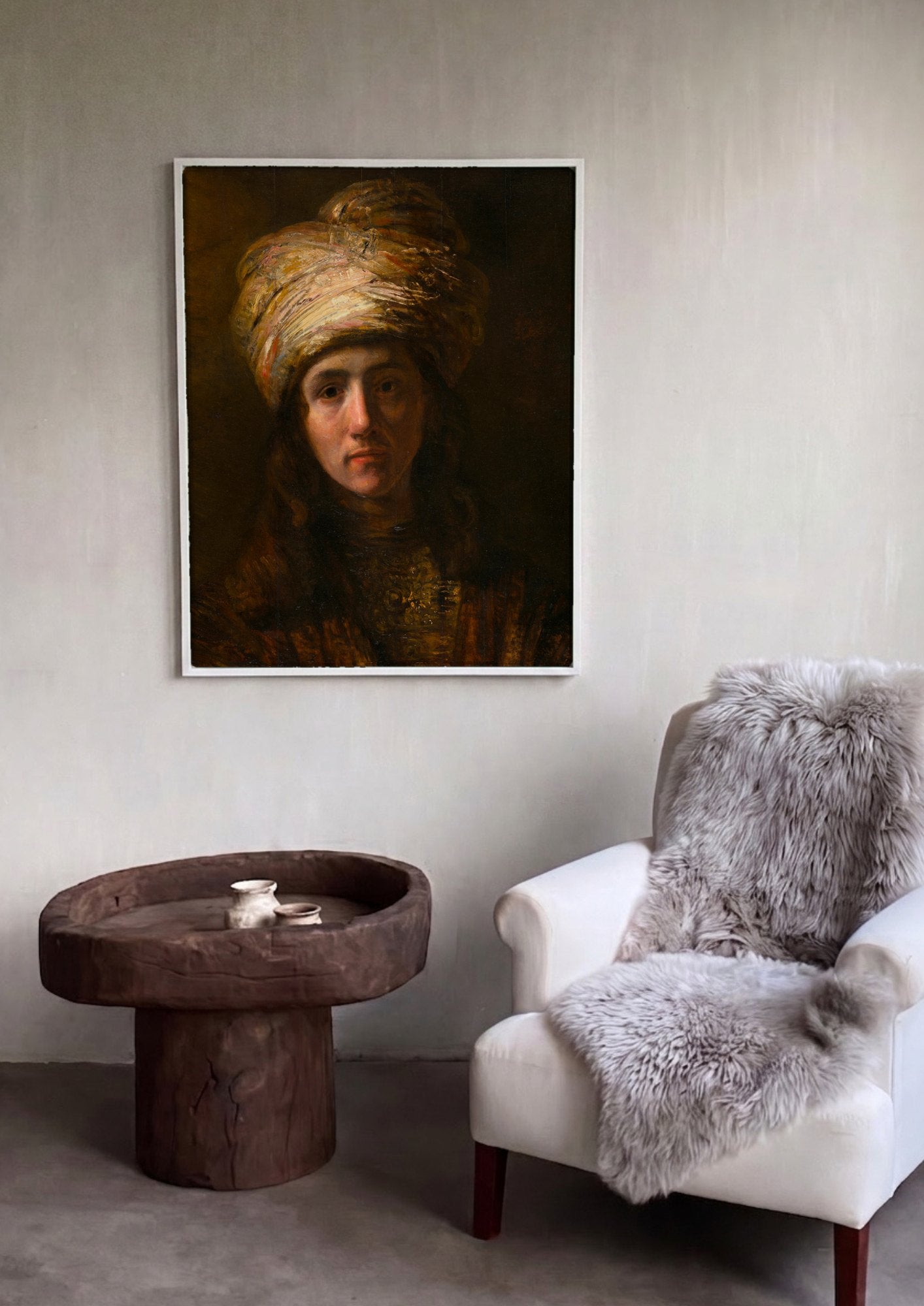 Quadro Decorativo Homem com Turbante - Rembrandt | quadro emoldurado na parede