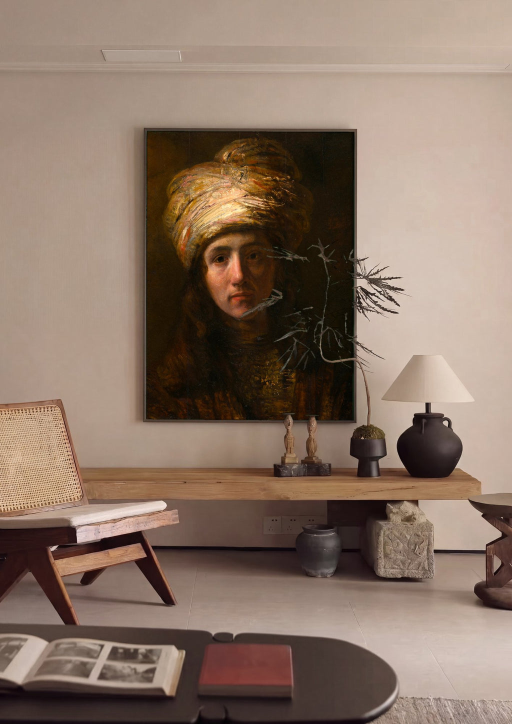 Quadro Decorativo Homem com Turbante - Rembrandt | quadro emoldurado na parede