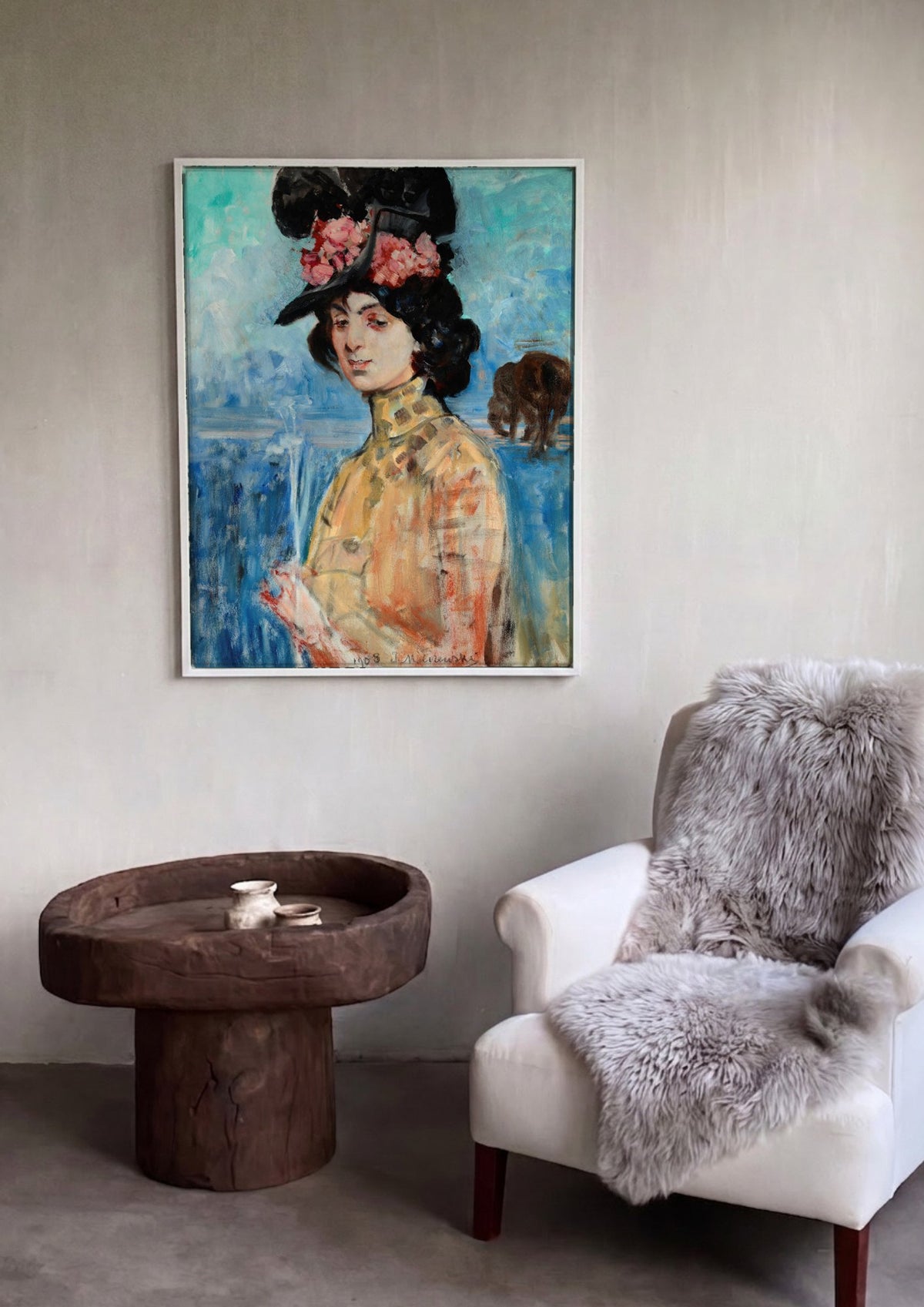 Quadro Decorativo Retrato de Senhora com Chapéu - Malczewski | quadro emoldurado na parede